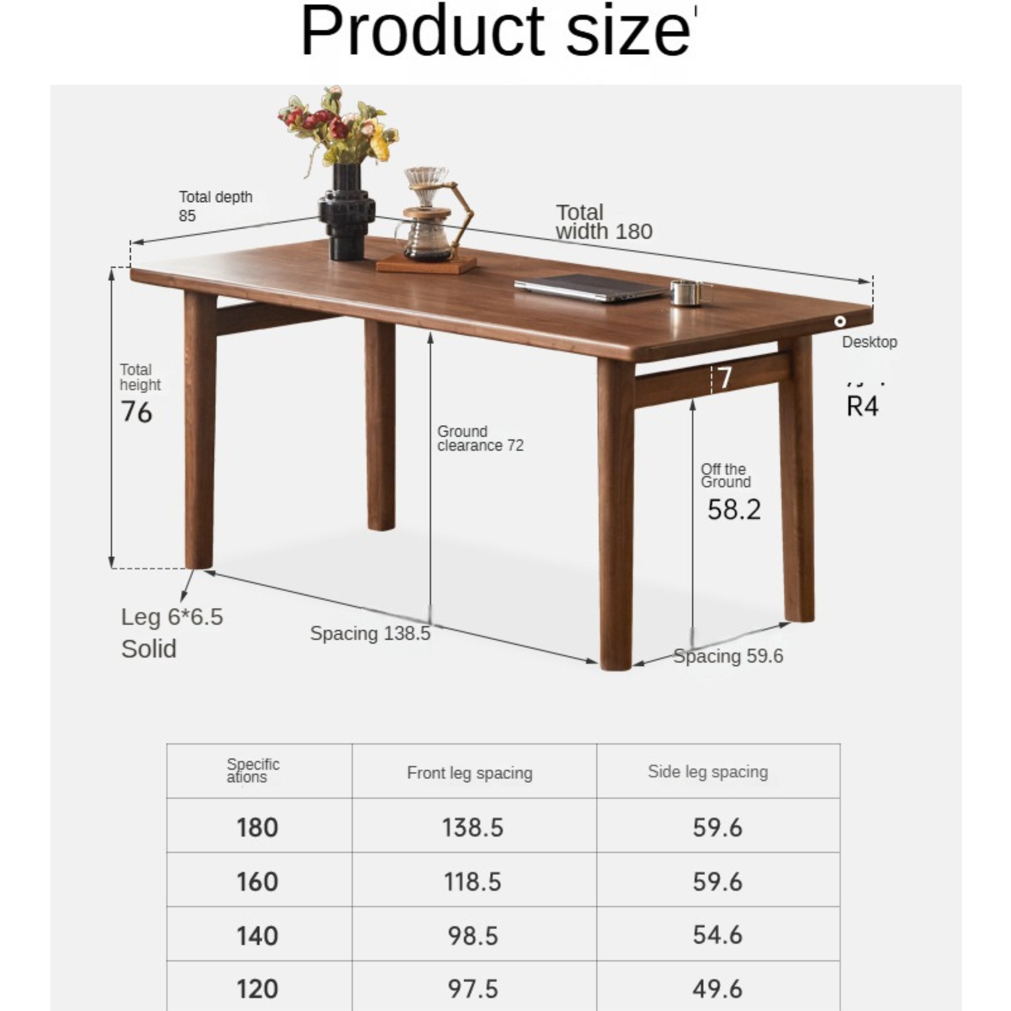 Premium Black Walnut Solid Wood Modern Dining Table - Large Rectangular Farmhouse Style for Kitchen, Dining Room & Open Concept Living Spaces