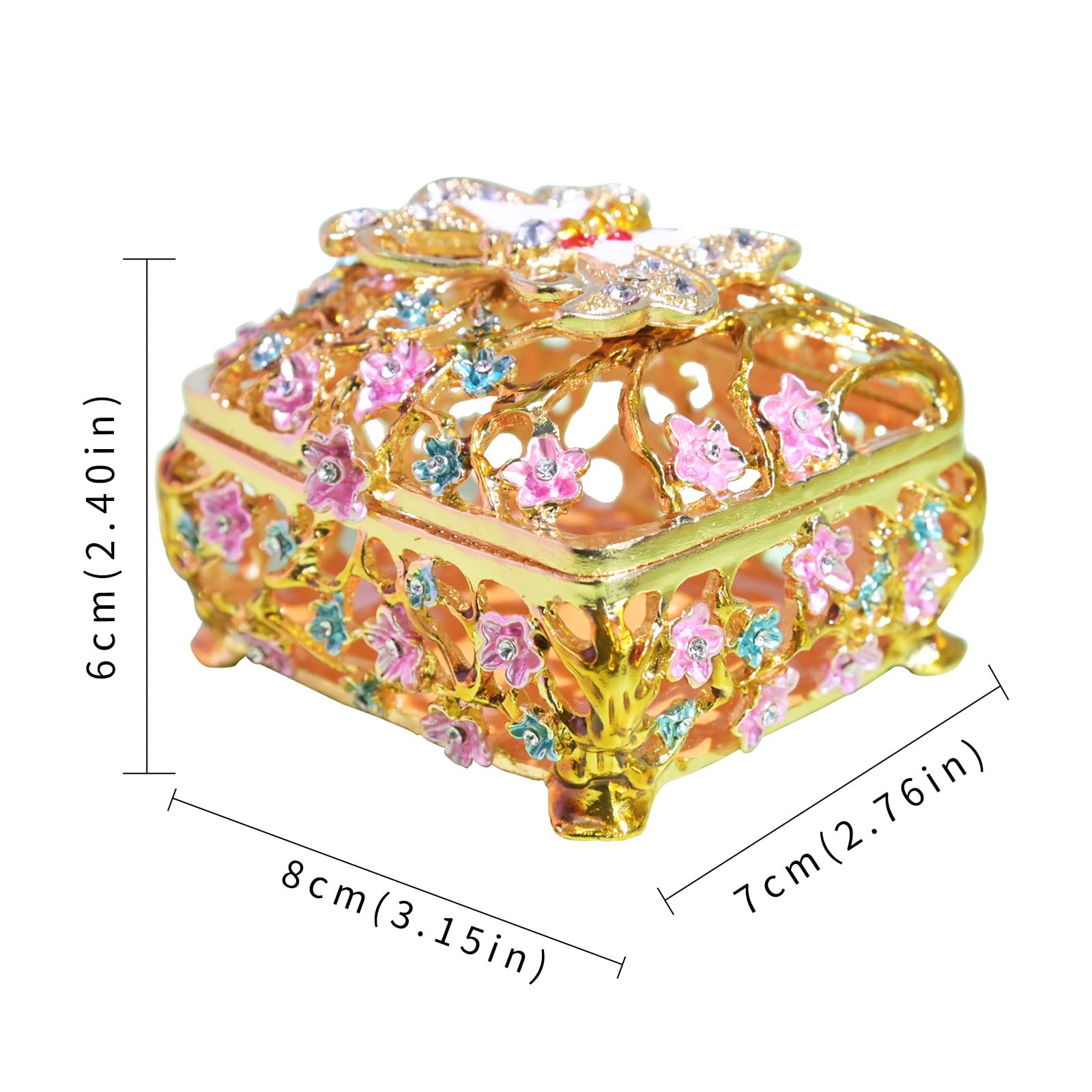 Vintage Metal Jewelry Box for Women - Butterfly Design Gift for Girls