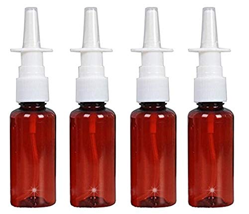 QUUPY 12-Pack 1oz Amber Plastic Refillable Spray Bottles - Essential Oil Dispenser, Nasal Sprayer & Travel Container for Makeup, Perfume, Medical Use | Perfect for DIY, Home & On-the-Go