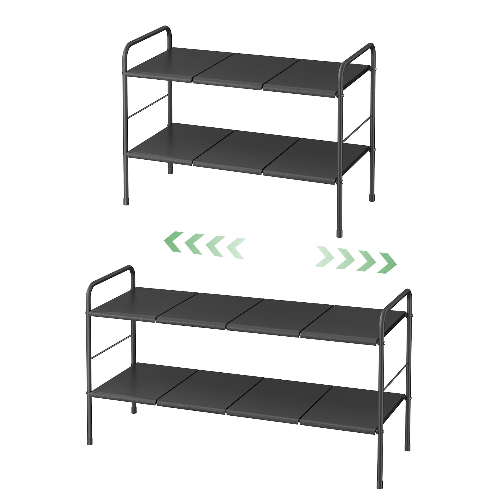 Expandable 2-Tier Metal Shoe Rack for Small Spaces - Adjustable Closet Door Shoe Organizer for Entryway, Garage & Hallway - Easy to Clean & Prevent Soil Detachment | Perfect for Apartment Living & Space-Saving Storage