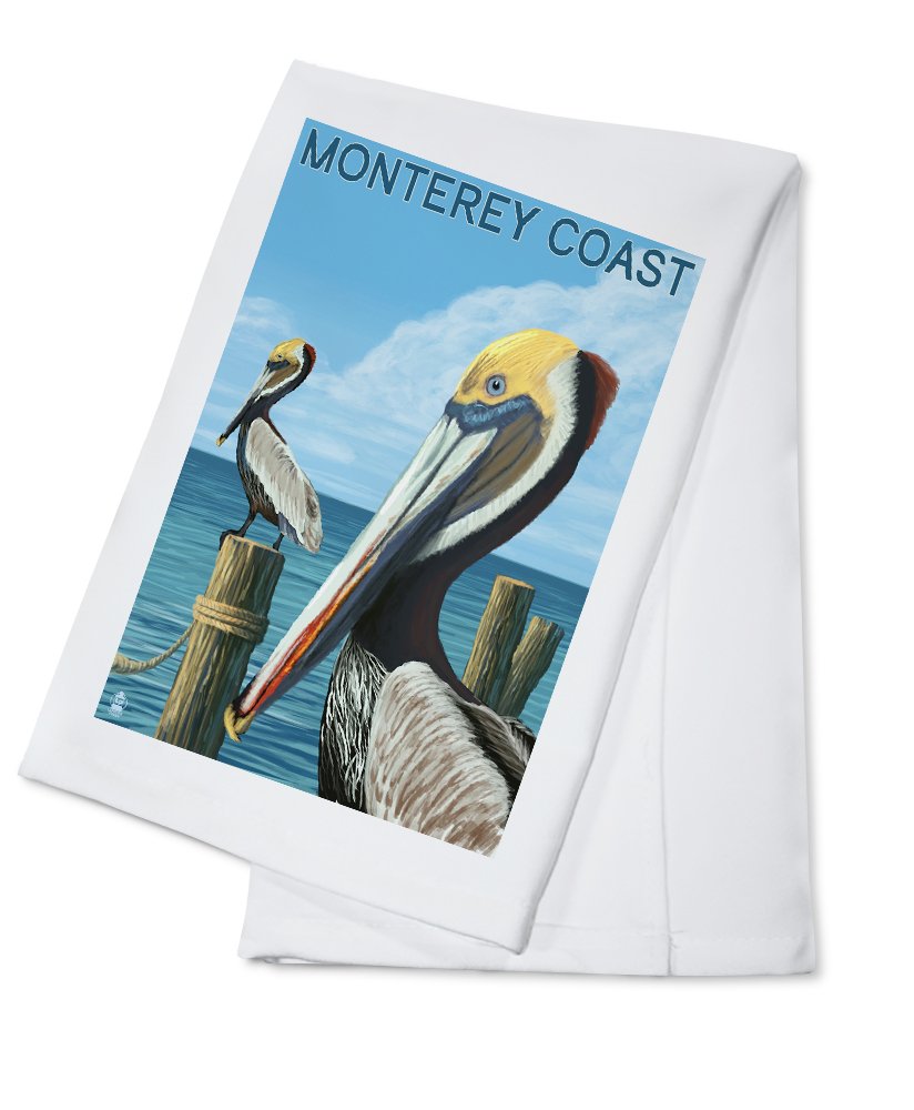 California Monterey Coast Pelicans 100% Cotton Tea Towel - Decorative Hand Towel for Kitchen, Bathroom & Home Decor - Perfect for Dish Drying, Gift Giving and Coastal Themed Decor