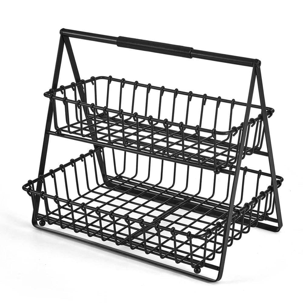 2-Tier Flax Storage Basket - Natural Woven Organizer for Home, Office & Nursery - Perfect for Toys, Blankets & Clothes Storage