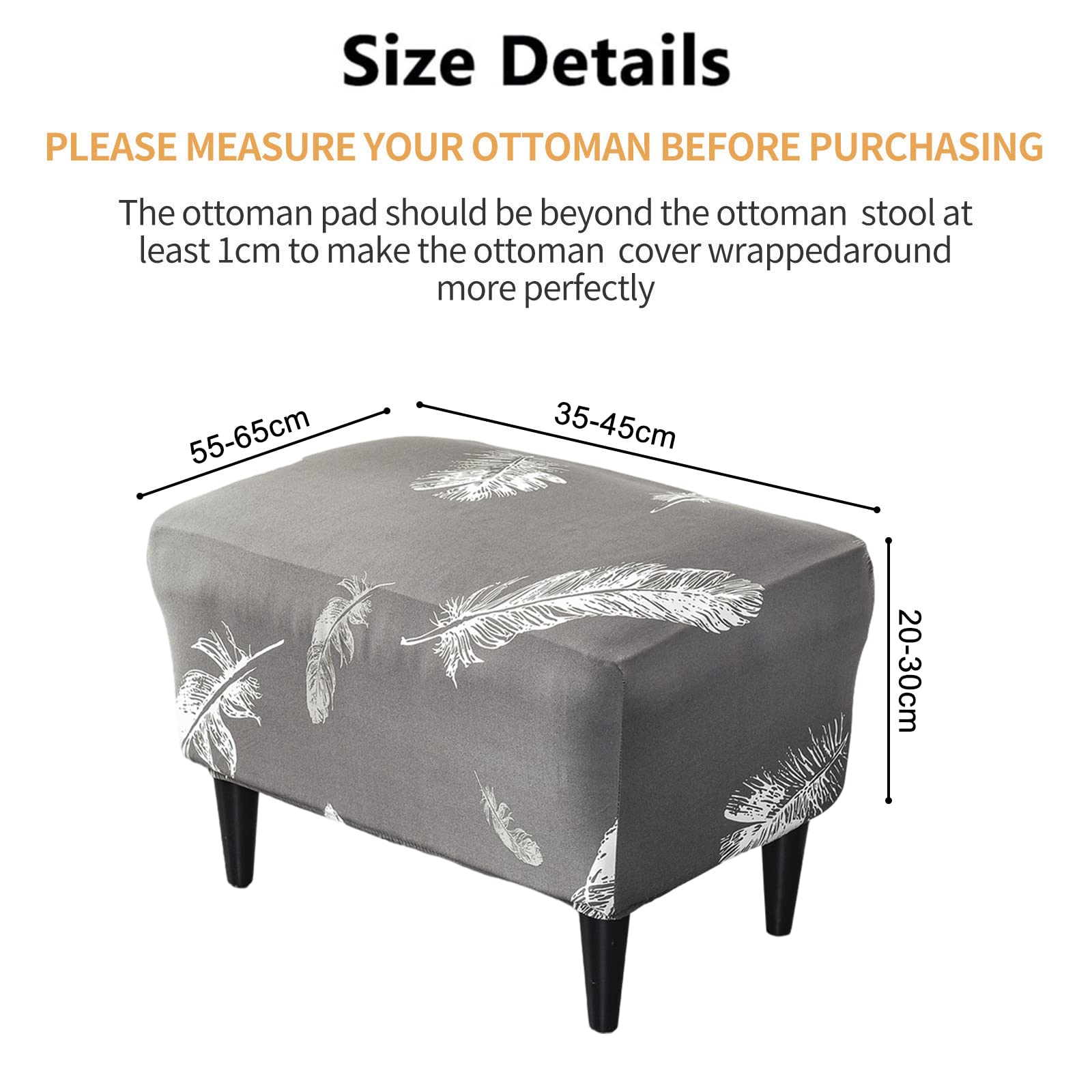 CRFATOP X-Large Printed Ottoman Chair Cover - Stretchable Rectangle Storage Stool Slipcover with Elastic Bottom for Footrest, Sofa & Furniture Protection (21