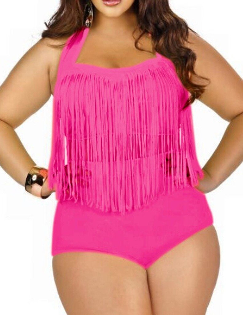 Plus Size High Waist Fringe Bikini Set - Women's Two Piece Swimwear for Beach, Pool & Summer Vacation