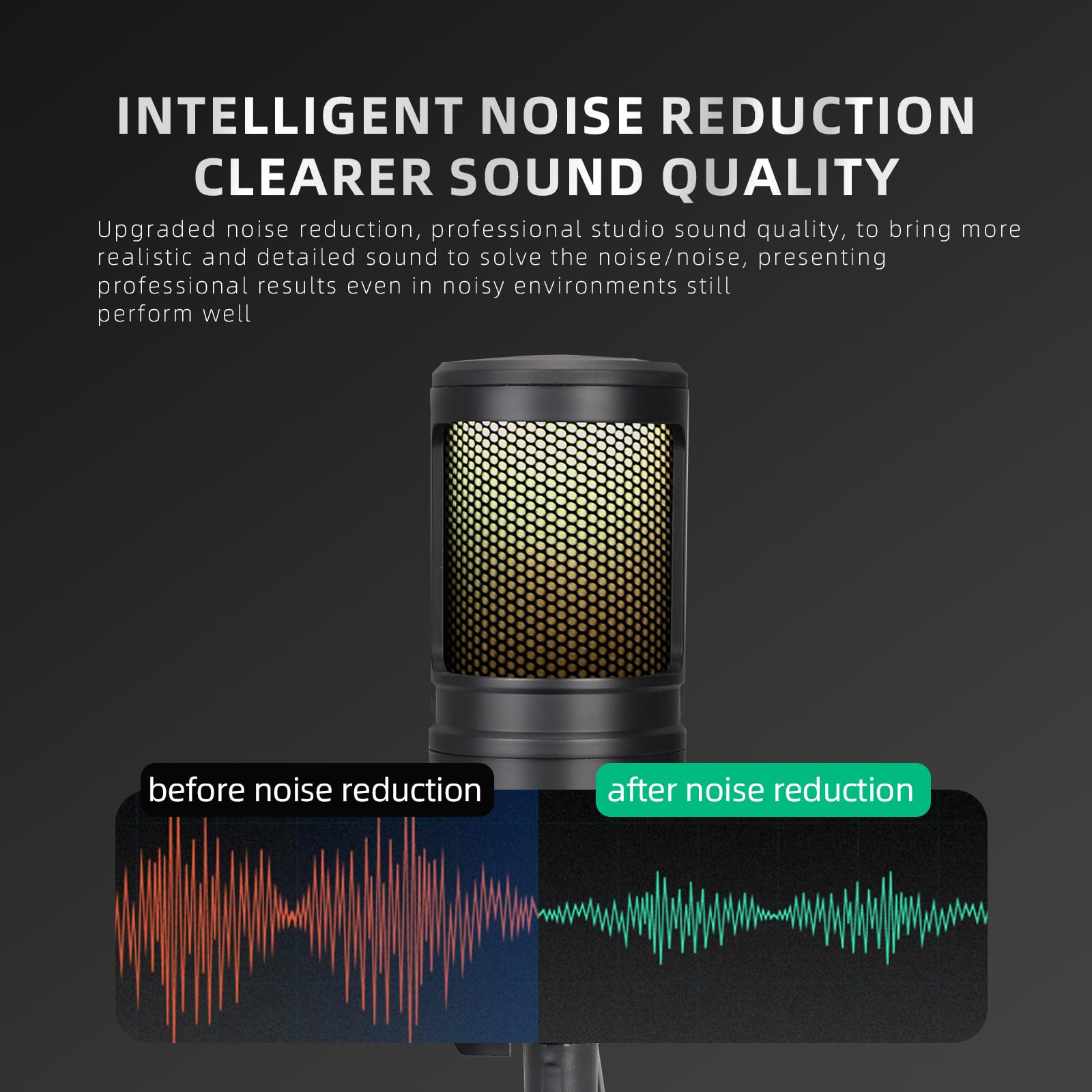 RGB USB Condenser Microphone for Live Streaming, Gaming & Podcasting - Professional Studio Quality Sound with Dynamic Lighting for PC, Mac & Competitive Recording