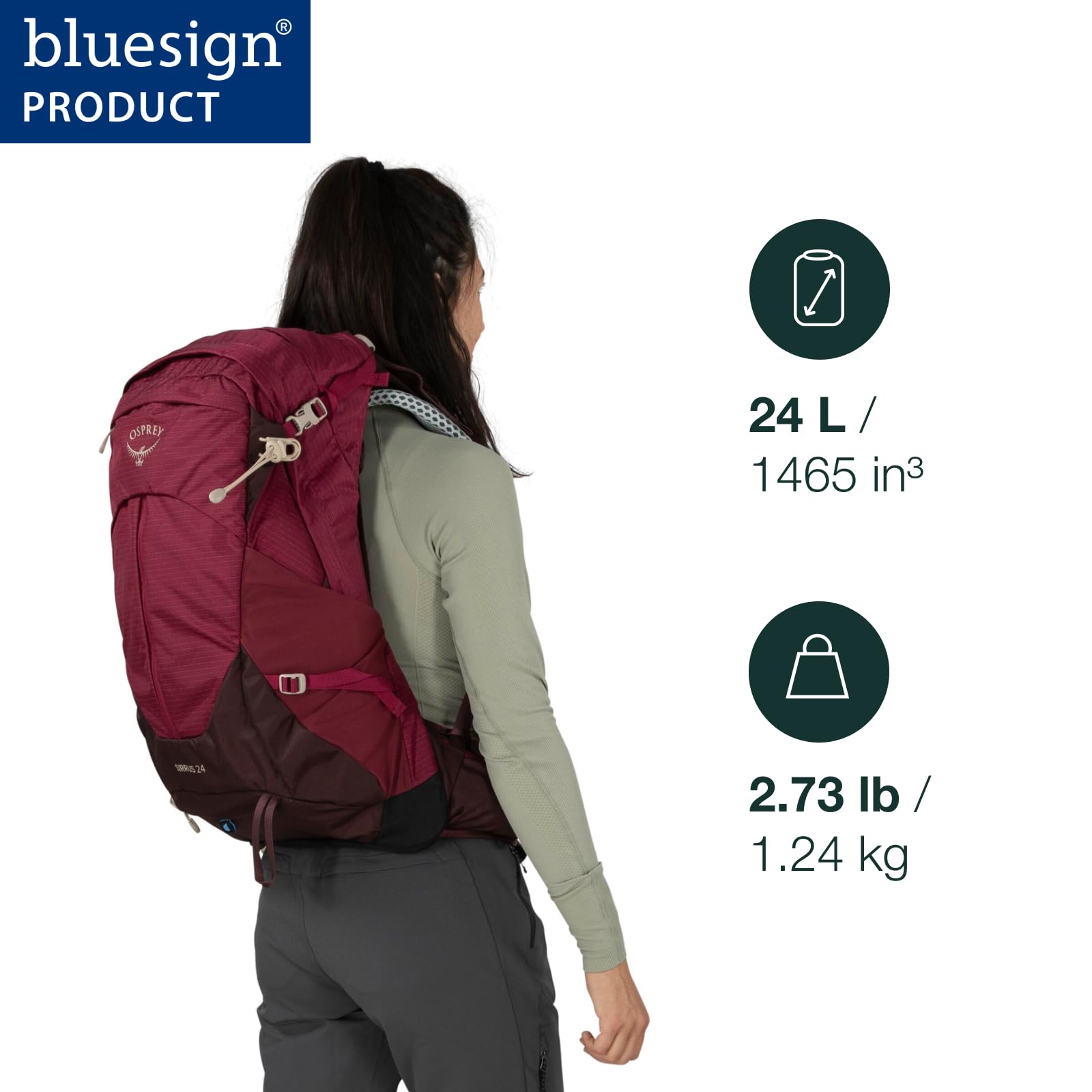 Osprey Sirrus 24L Women's Hiking Backpack - Lightweight & Durable Daypack for Outdoor Adventures, Trekking & Travel | Tunnel Vision Grey