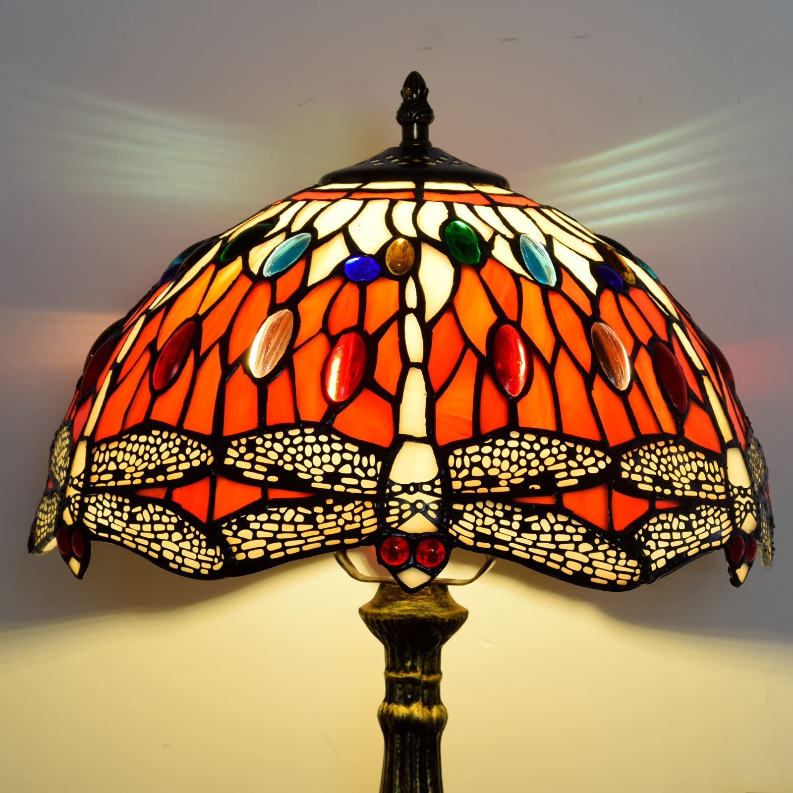 Tiffany Style Dragonfly Stained Glass Table Lamp - 18