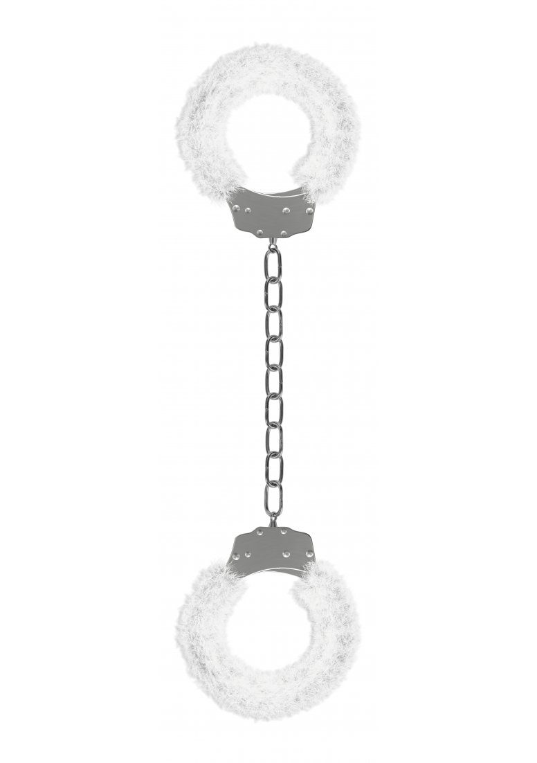 Ouch! by Shots America - Beginner's Furry Leg Cuffs in White - Soft Restraints for Cosplay, Roleplay & BDSM Beginners
