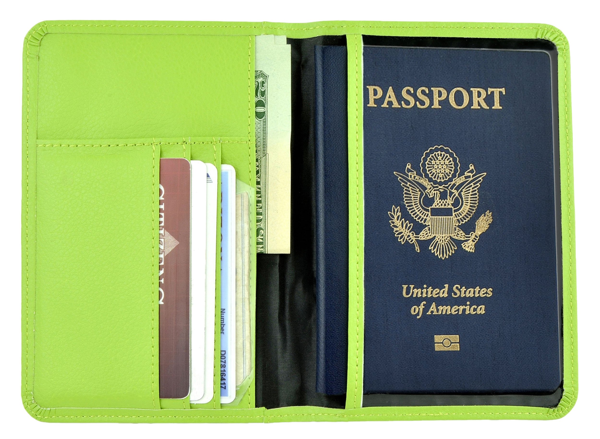 Belle Donne RFID Blocking Passport Holder Wallet - PU Leather Travel Document Cover with Secure ID Protection - Green Passport Organizer for Women & Men | Perfect for International Travel, Business Trips & Vacation Accessories
