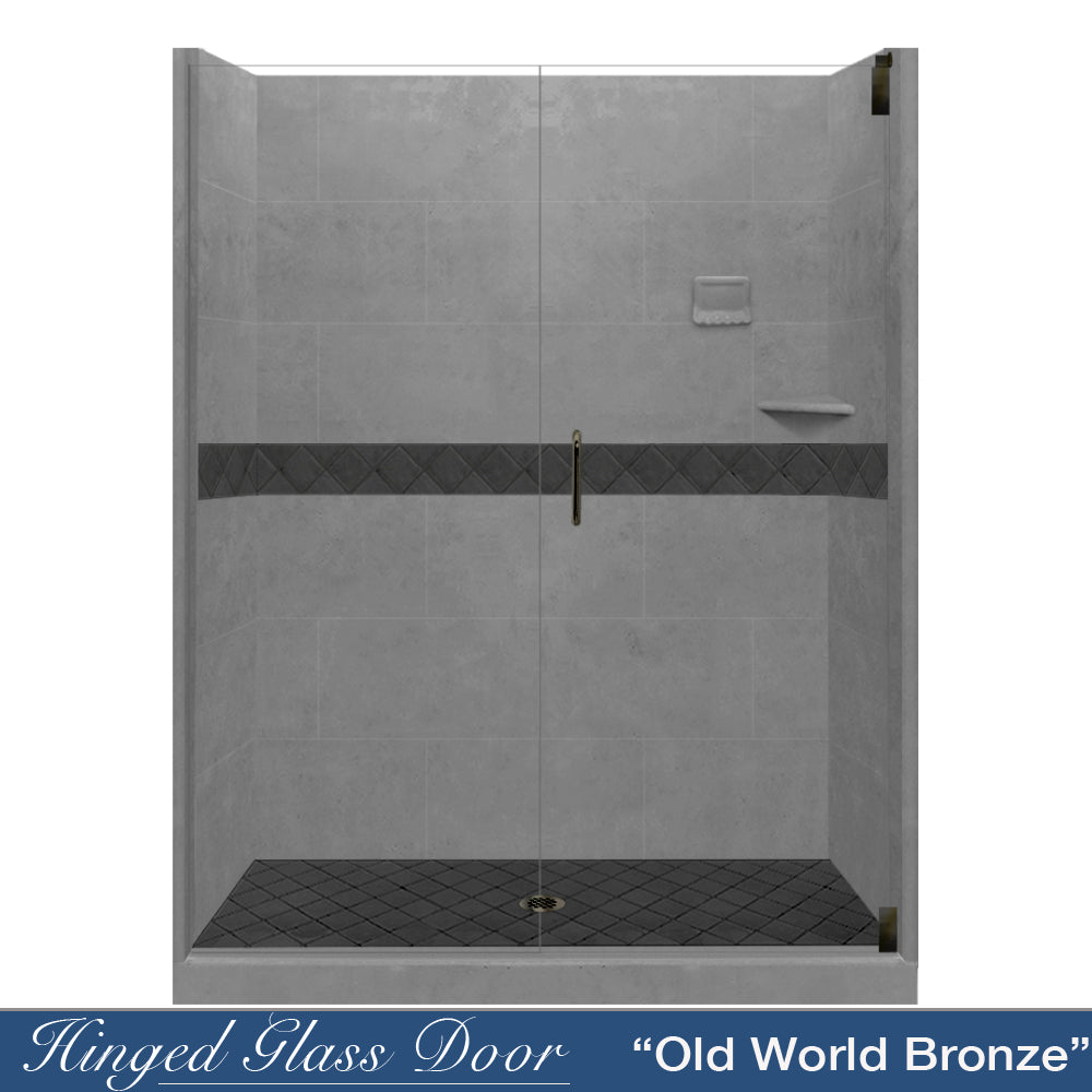 60 Alcove Wet Cement Sistine Stone & Diamond Stone Accent Tile - DIY Shower Remodel Kit for Bathroom Renovation | Waterproof & Durable Backsplash Tiles for Shower Walls and Floors