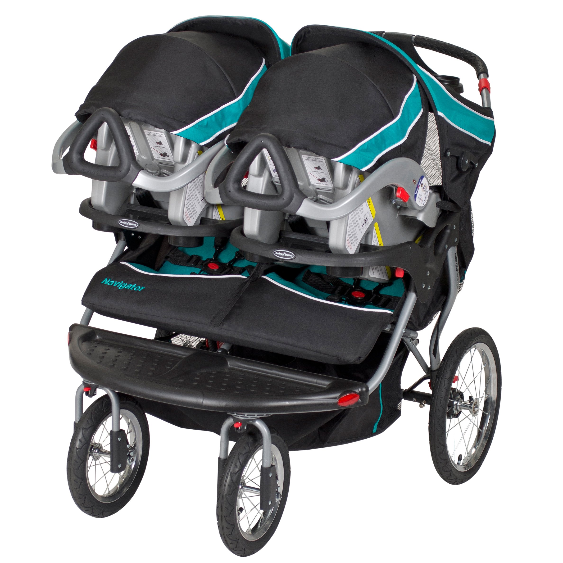 Baby Trend Navigator Double Jogger Stroller with Tropic & Secure Snap Tech 35 Infant Car Seat - Lavender Ice | Lightweight Side by Side Stroller for Twins | Perfect for Running, Shopping & Outdoor Adventures