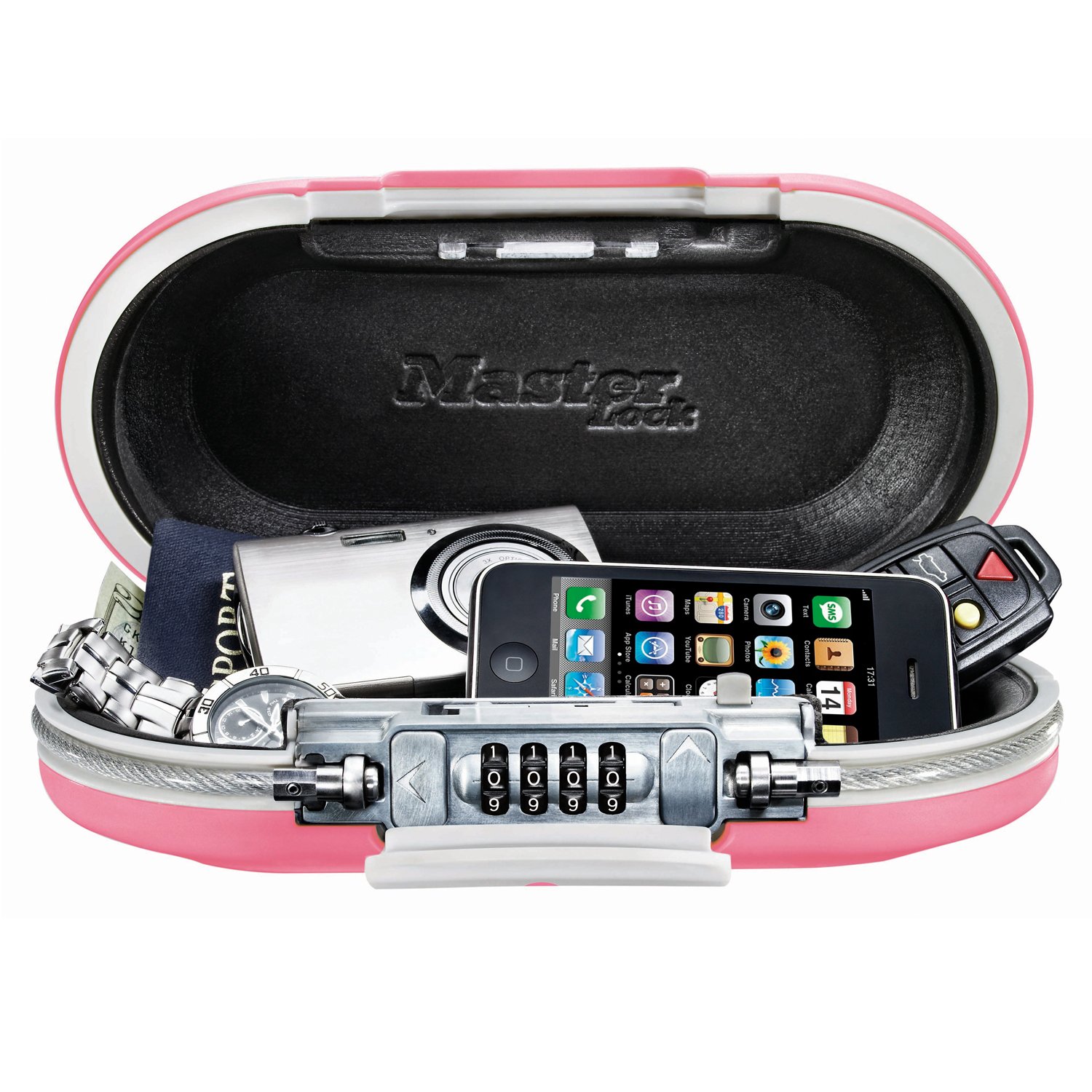Master Lock 5900DPNK Pink Portable Combination Lock Box - Set Your Own Code, Travel Safe for Phone, Passport, Money & Valuables | Ideal for Home, Office, Travel & Hotel Security