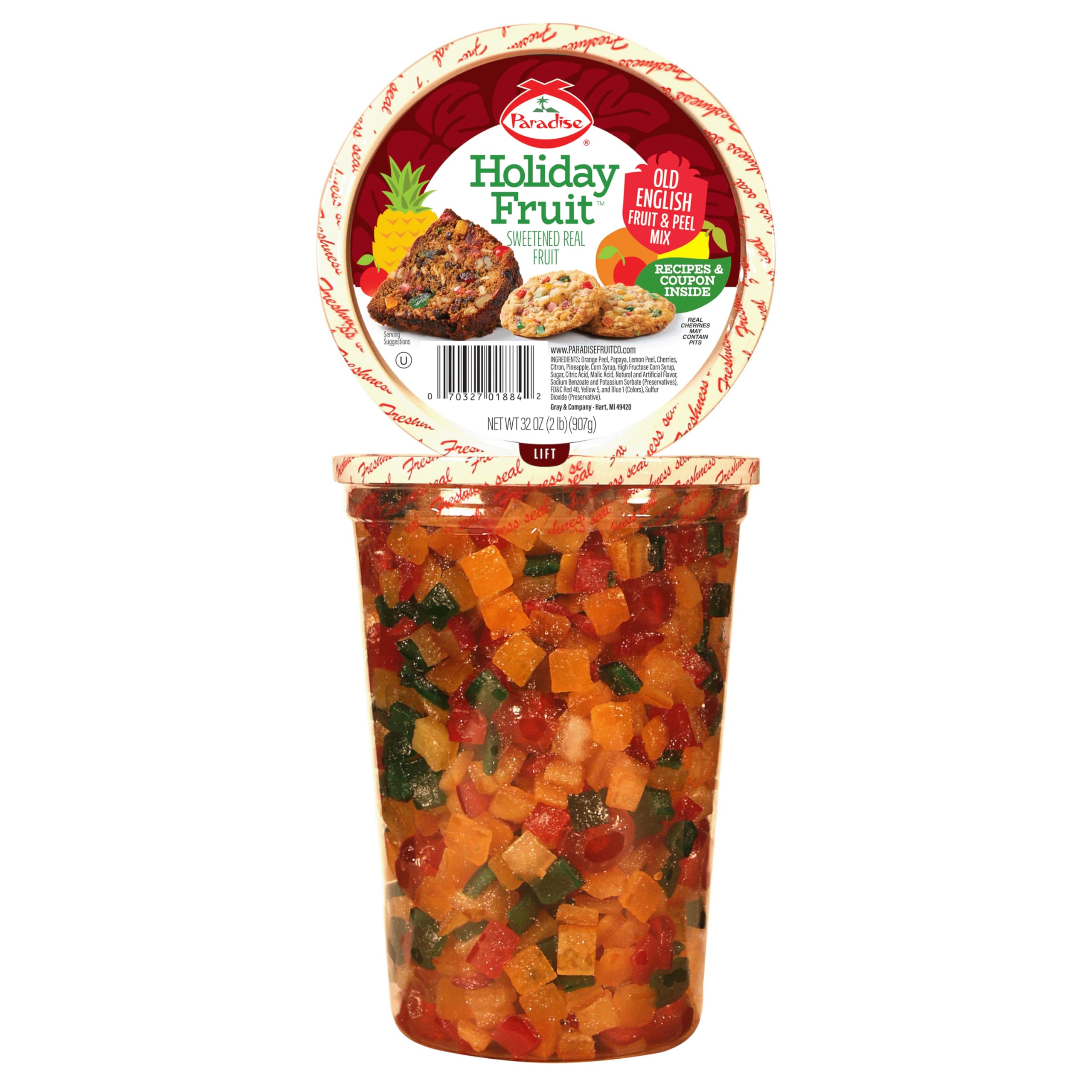 Premium Old English Fruit & Peel Mix - 32oz (2lbs) Dried Fruits for Baking, Cooking & Snacking - Perfect for Fruitcakes, Muffins & Healthy Snacks