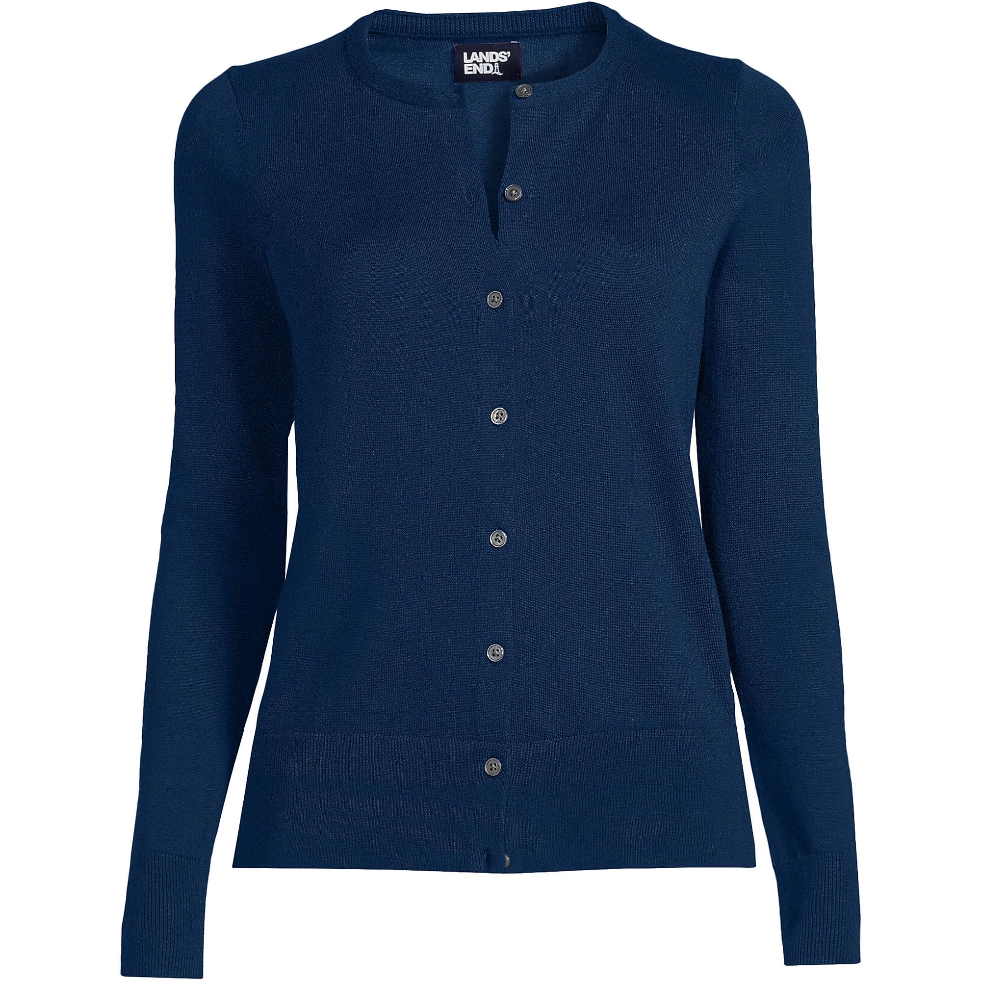 Lands' End Women's Fine Gauge Cotton Cardigan Sweater - Soft Lightweight Knit Open Front Wrap for Office, Casual & Layering