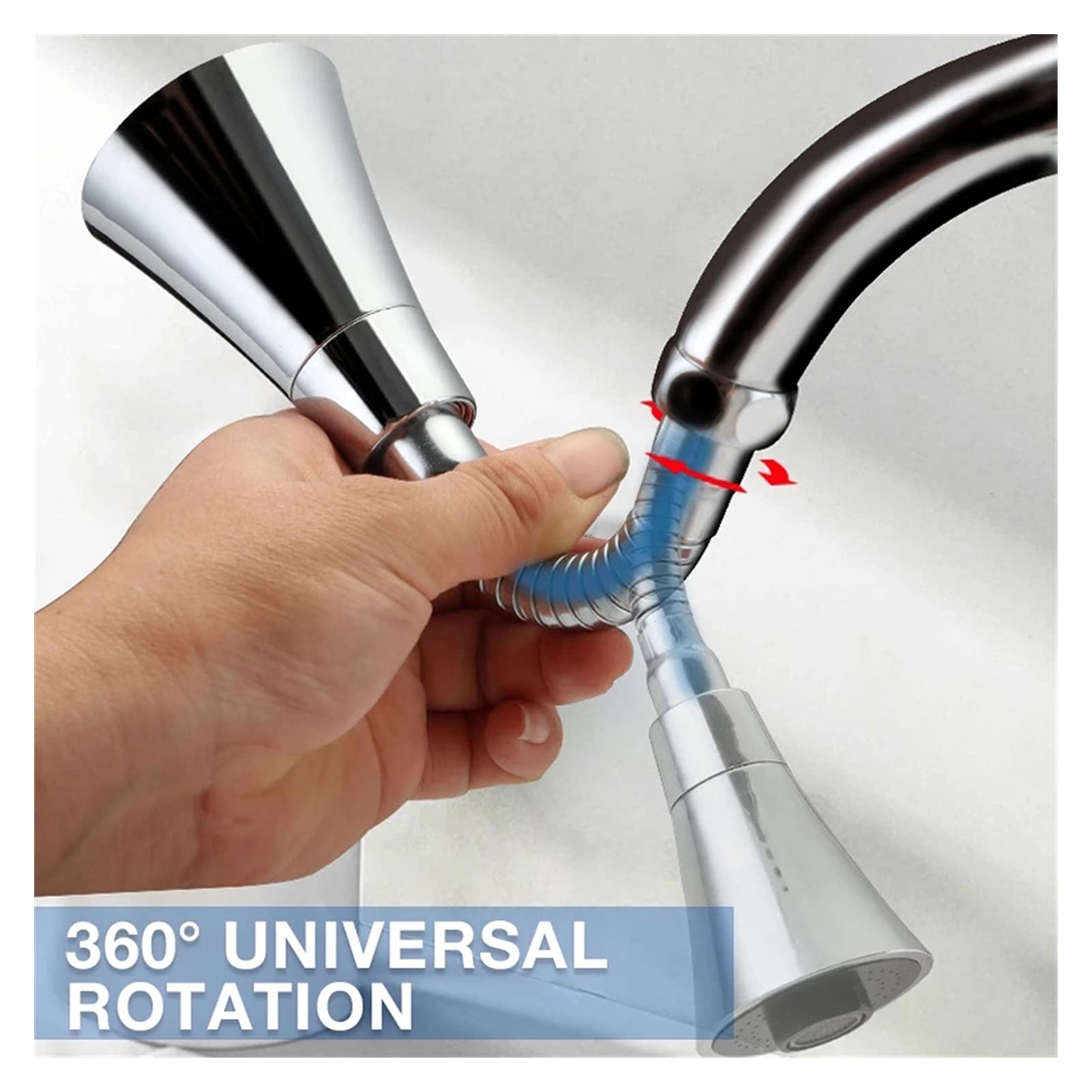 360° Rotatable Pressurized Faucet Sprayer Attachment - Adjustable Tap Booster for Kitchen & Bathroom Sink, Durable Water-Saving Faucet Extender (Short, Silver) - Perfect for Washing Dishes, Cleaning Vegetables, and Pet Grooming
