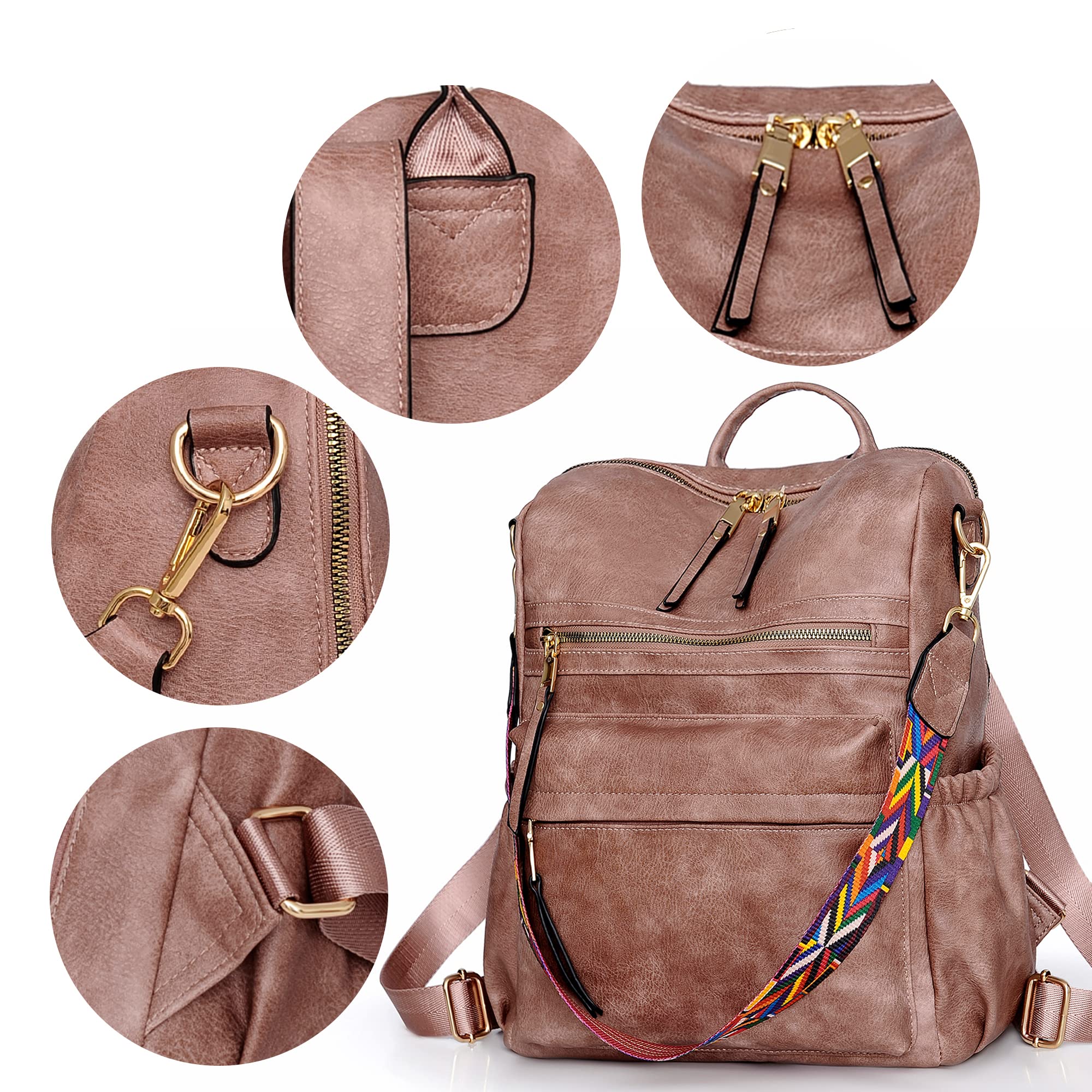 Dora & Liz Women's Leather Backpack Purse - Stylish Travel Shoulder Bag for Ladies, Fashionable Designer Handbag for Work, School & Daily Use