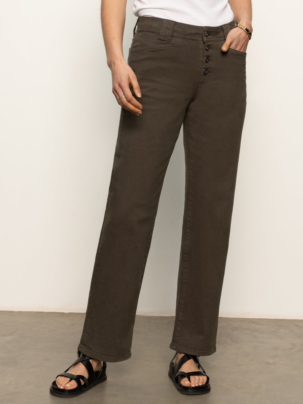 Luna Cuffed Standard Rise Jeans for Women - High Waisted Denim Pants in Kalamata Color | Perfect for Casual Wear, Office Outfits & Date Nights