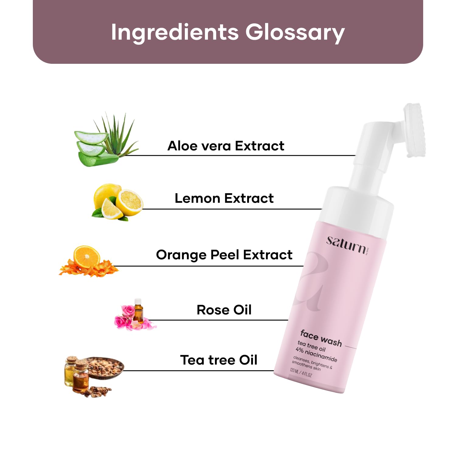 GHC Saturn Shower Combo - Foaming Face Wash & Body Wash with Built-In Face Brush for Hydration, Acne & Oil Control - Deep Cleansing, Nourishing & Moisturizing (120ml, FW-123) | Perfect for Daily Skincare Routine & Travel-Friendly Beauty Essential
