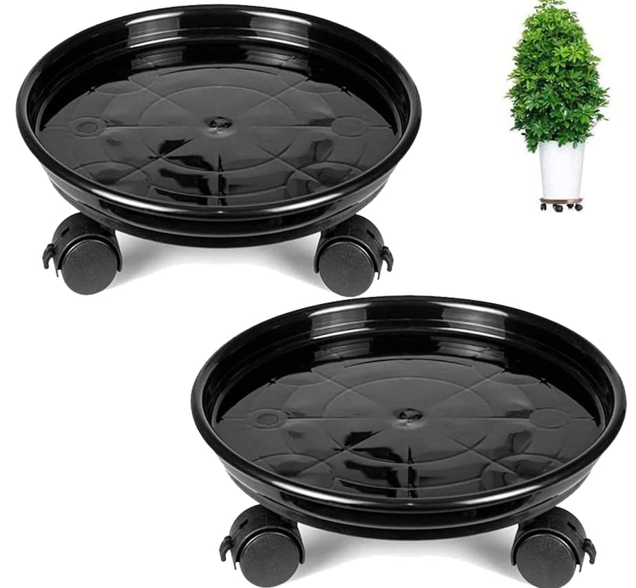 Heavy-Duty 12 Inch Black Plant Caddy with Wheels - Rolling Plant Stand with 360° Swivel Casters for Indoor & Outdoor Use - Perfect for Moving Large Potted Plants, Flowers, and Garden Decor
