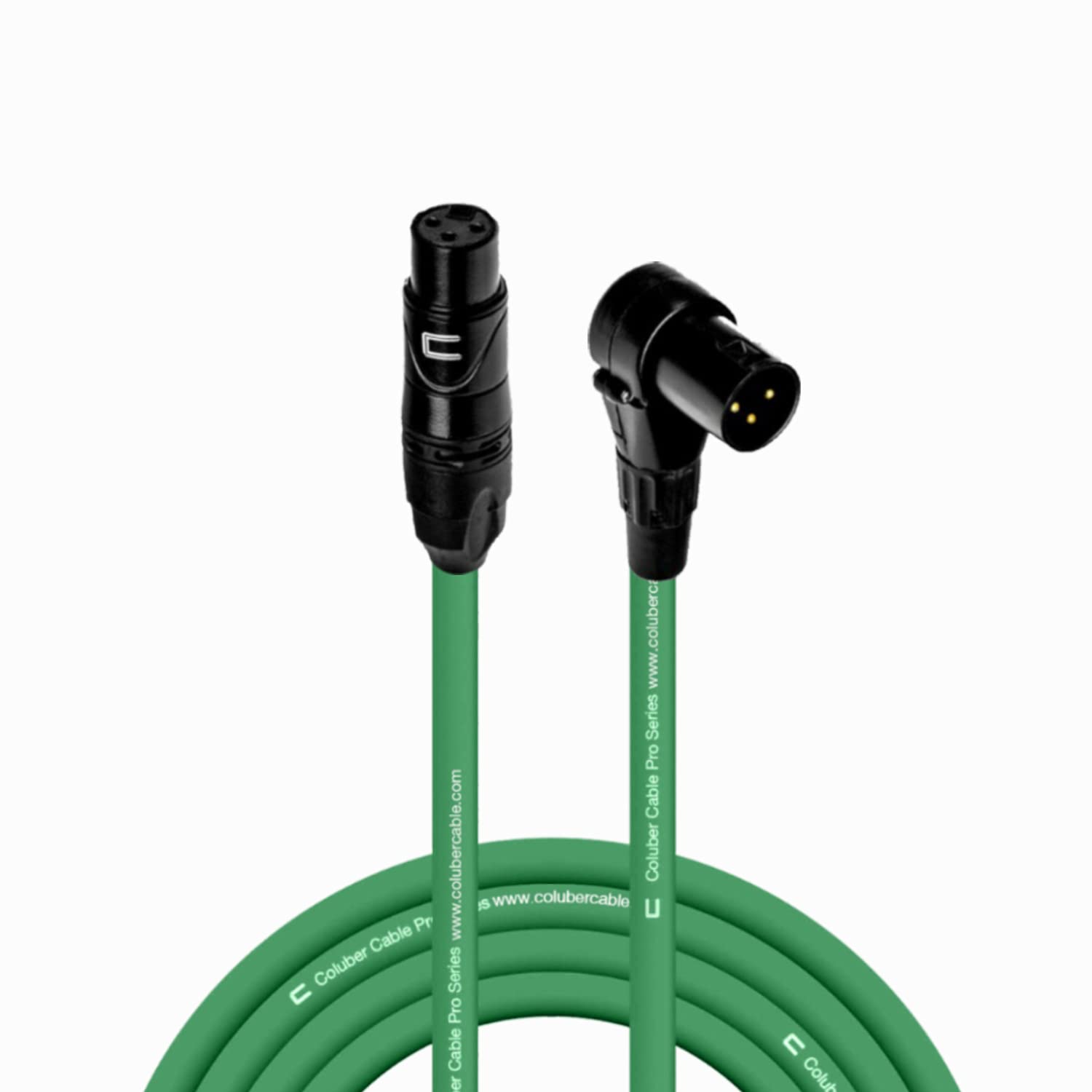 Premium 30ft Green Balanced XLR Cable Female to Right Angle XLR Male - Professional 3-Pin Microphone Connector for Powered Speakers, Audio Interfaces & Mixers - Ideal for Live Performances, Studio Recording & DJ Setups