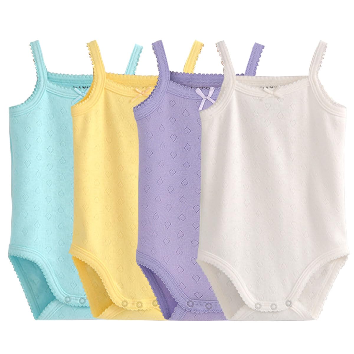 Baby Girls Spaghetti Strap Bodysuit - Sleeveless Cotton Tank Top Onesie Outfit (3-Pack) | Soft Summer Baby Clothes for Playtime & Outdoor Activities