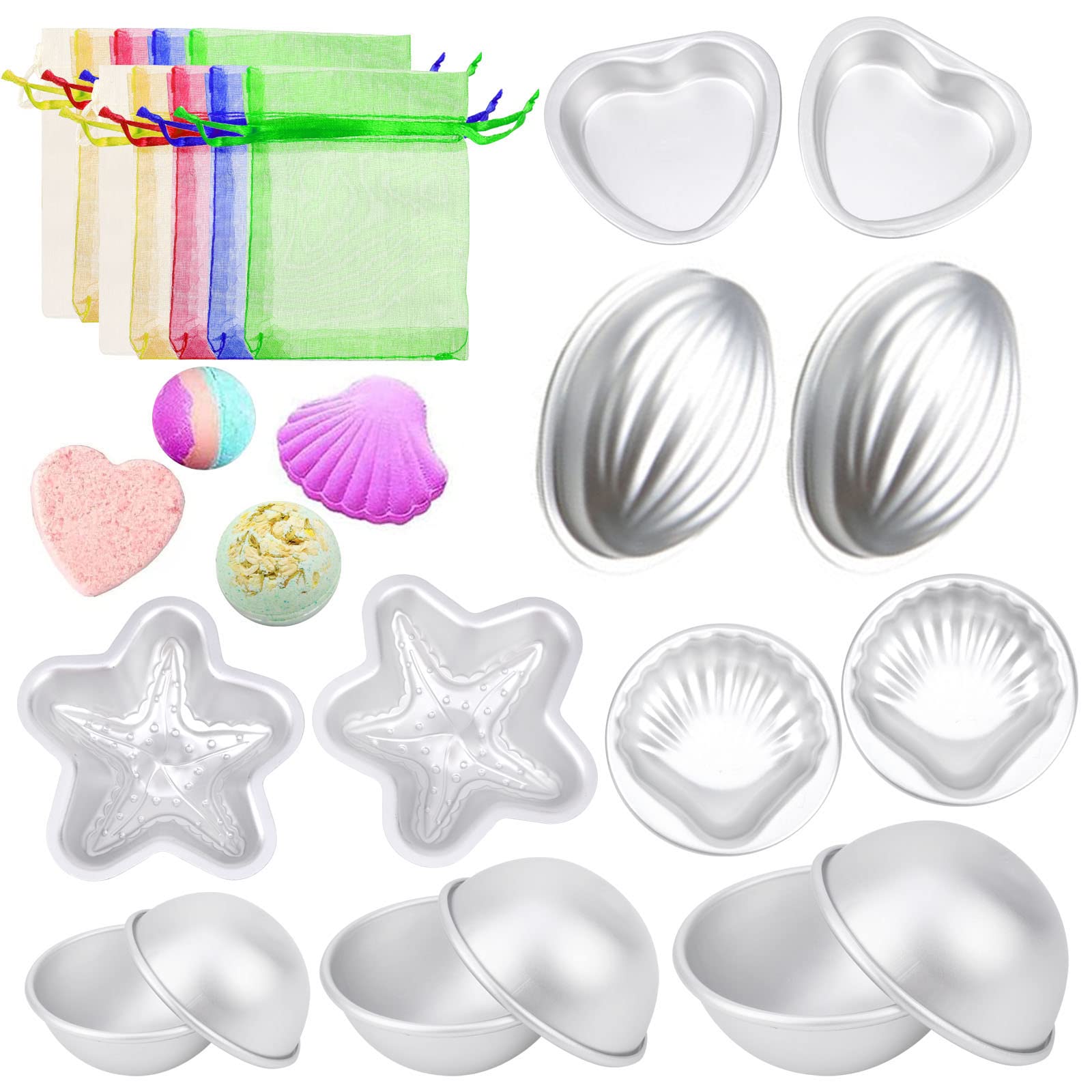 14-Piece DIY Bath Bomb Molds Set, Starfish & Scallop Hemisphere Soap Making Tools for Handmade Soaps, Bath Bombs & Bubble Bars – Perfect for Home Spa, Gifts & Craft Projects