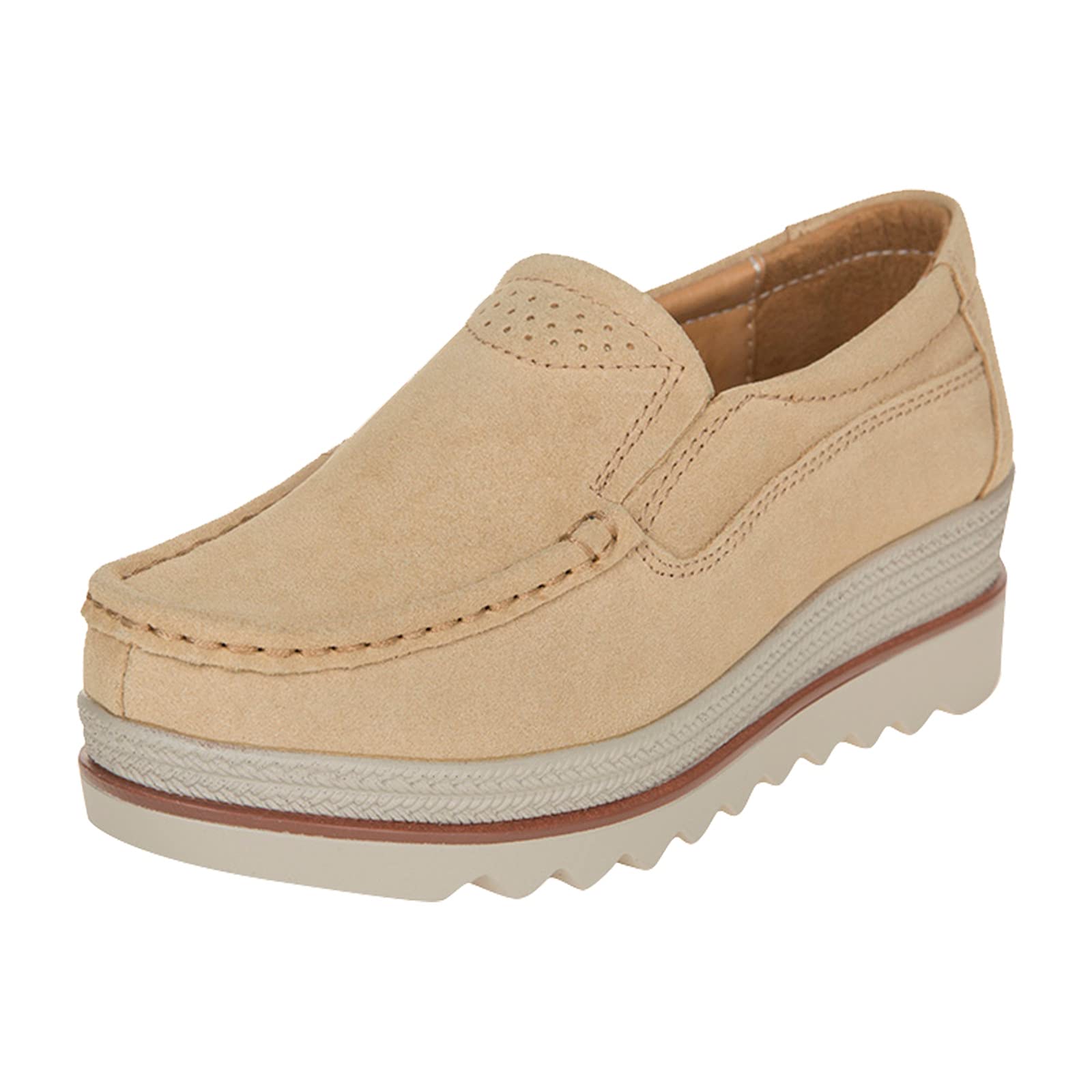 Eduavar Women's Slip-On Sneakers - Lightweight Walking & Running Shoes for Women | Comfortable Flats for Casual Wear, Gym, Travel & Daily Activities (Khaki)