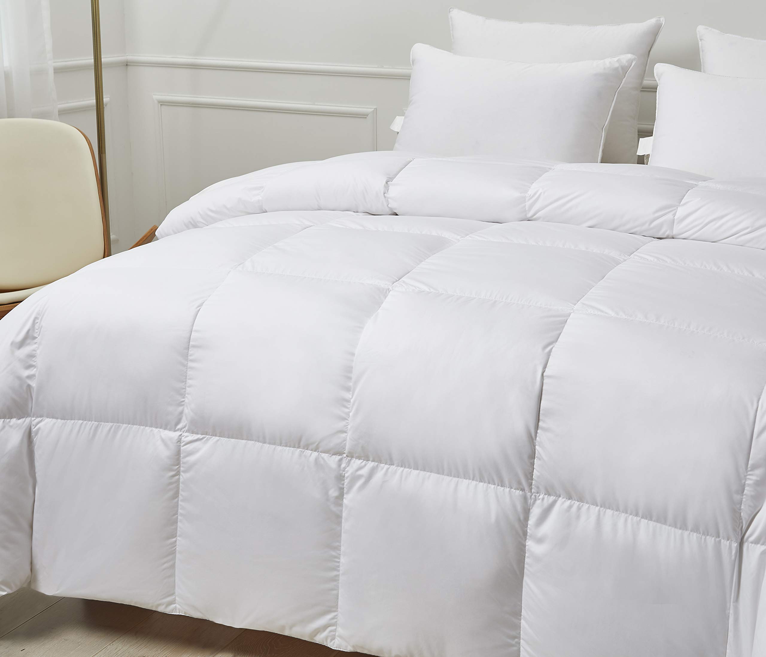 Kathy Ireland Ultra Soft Nano Touch All Season White Down Fiber Comforter - King Size, Hypoallergenic & Breathable for Year-Round Comfort - Perfect for Master Bedroom, Guest Room, and Luxury Hotels