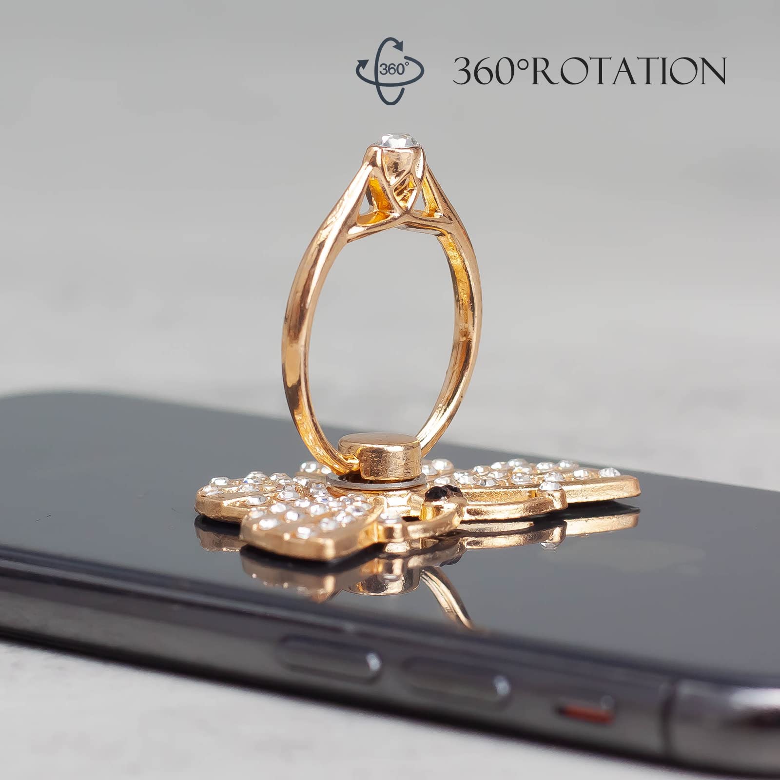 2 Packs Butterfly Glitter Bling Phone Ring Holder with Sparkle Rhinestones - Diamond Phone Grip Stand for Cell Phones & Tablets - Perfect for Hands-Free Viewing, Selfies, and Secure Grip