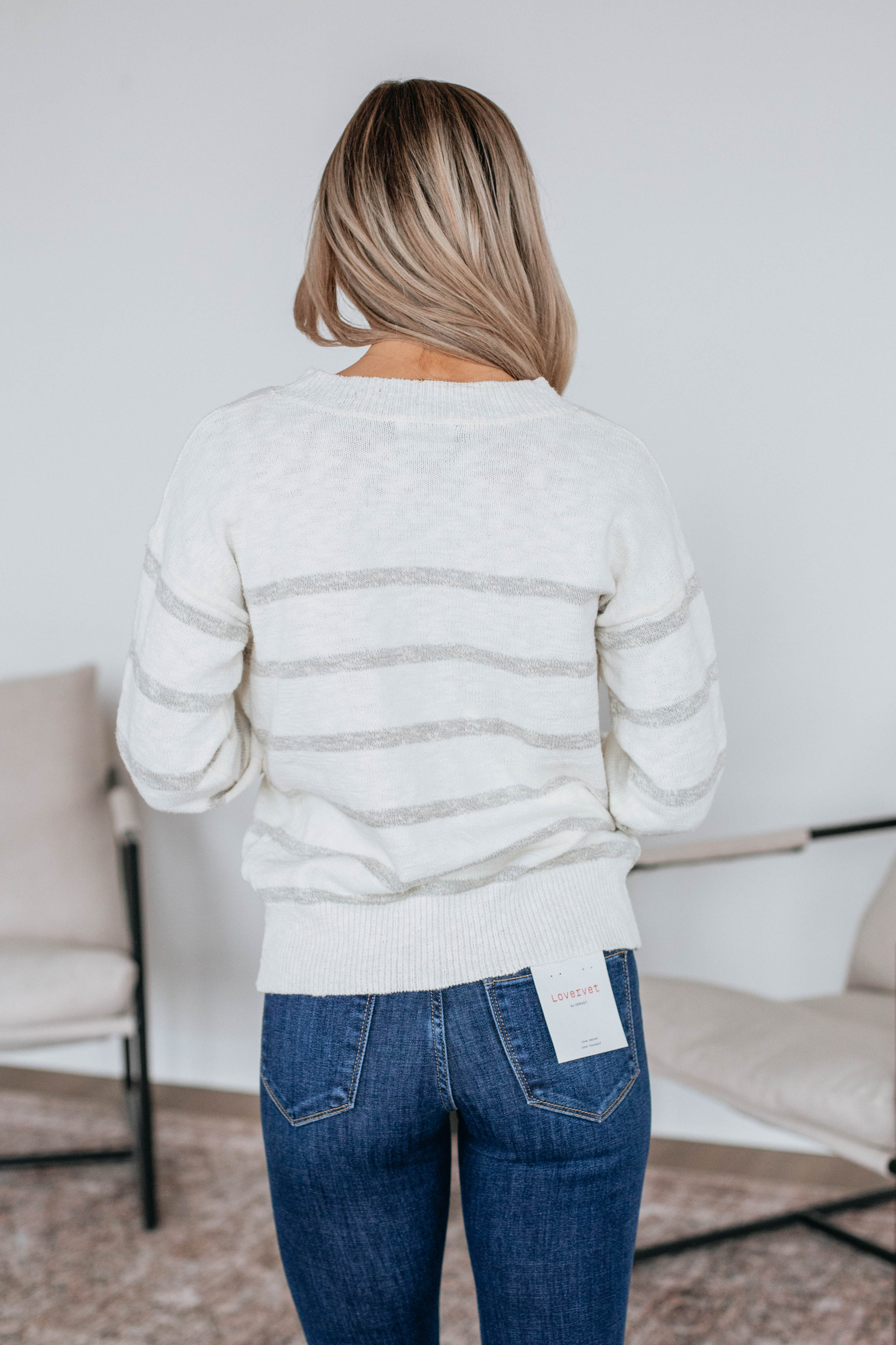 Ciarah Striped Sweater for Women | Soft Knit Pullover | Pebble Mix Color | Casual Winter Wear | Perfect for Office & Weekend Outings