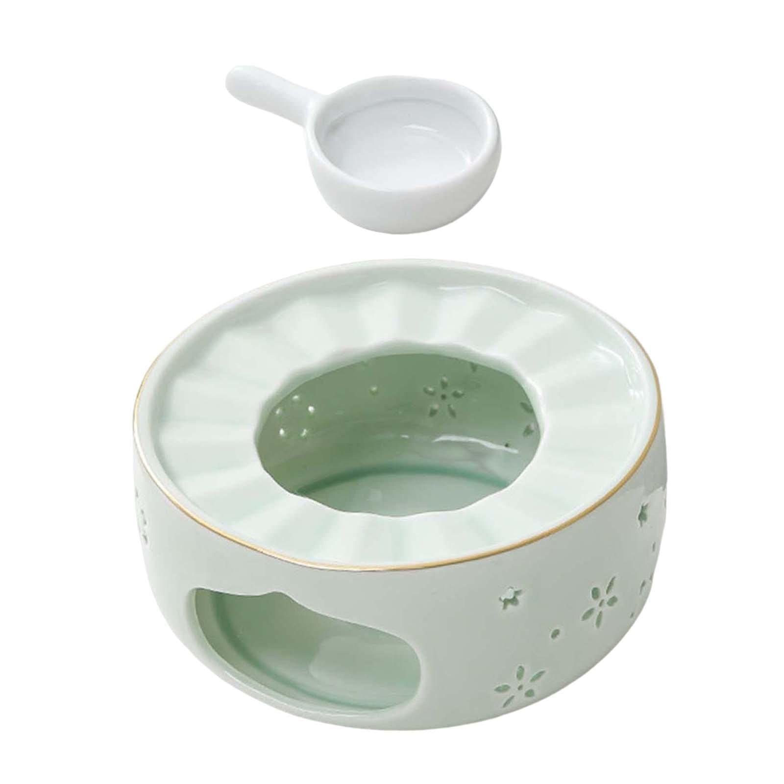 SM SunniMix Teapot Warmer Candle Stove - Portable Tea Light Heater for Coffee, Milk & Tea - Glass Teapot Warmer for Hiking, Camping & Home Use - Eco-Friendly Green Design