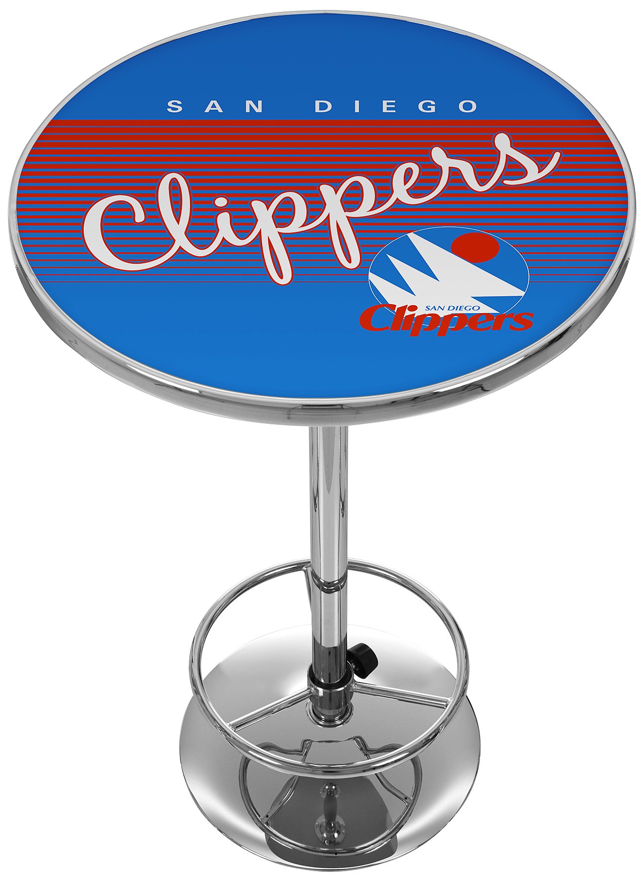 NBA San Diego Clippers Chrome Pub Table - Perfect for Game Room, Bar & Man Cave Decor - Durable One Size Chrome Finish