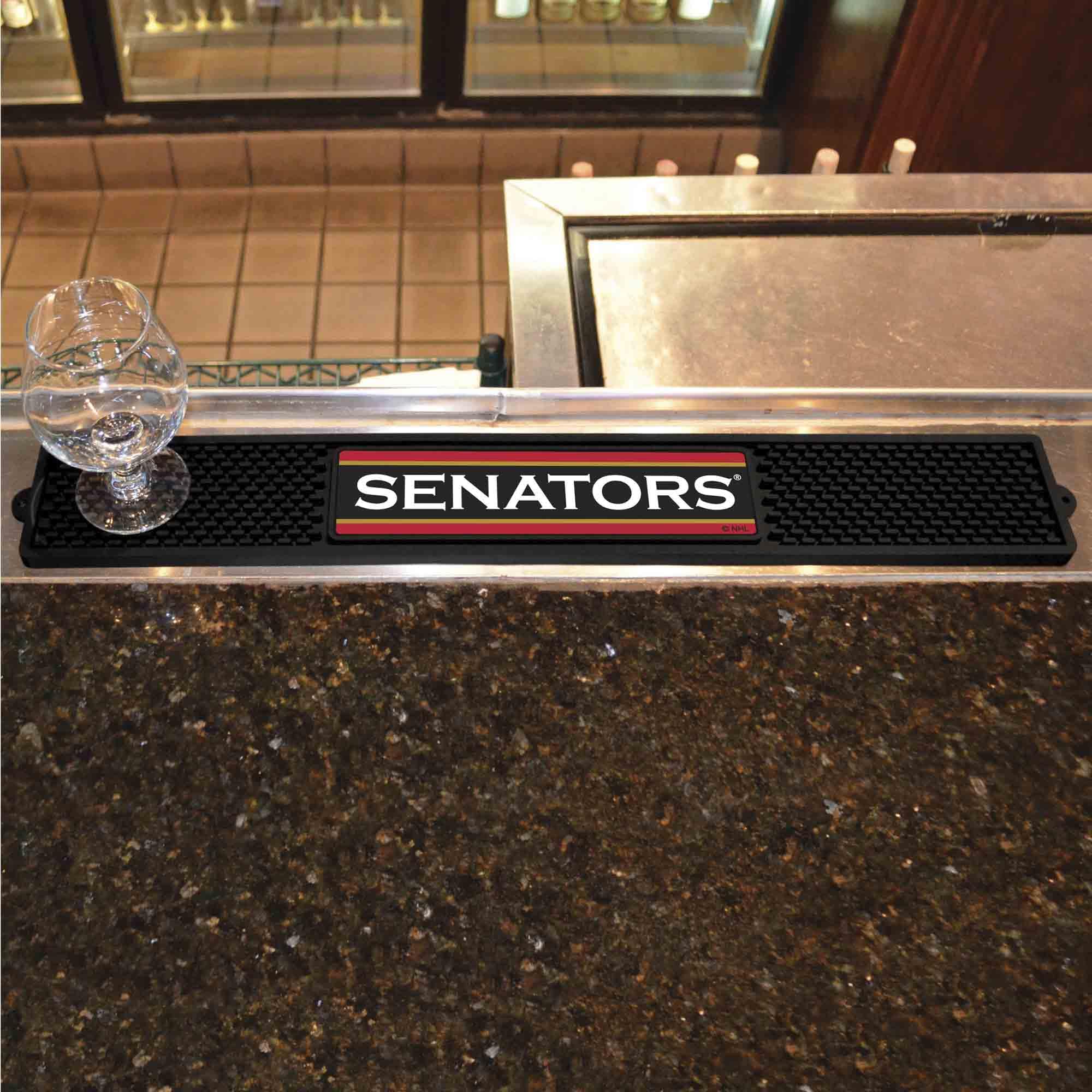 Ottawa Senators NHL Drink Bar Mat - 3.25x24 Inch Durable Dish Drying & Counter Mat - Easy Clean Rubber Coaster for Beer, Wine & Coffee - Perfect for Game Nights & Home Bars