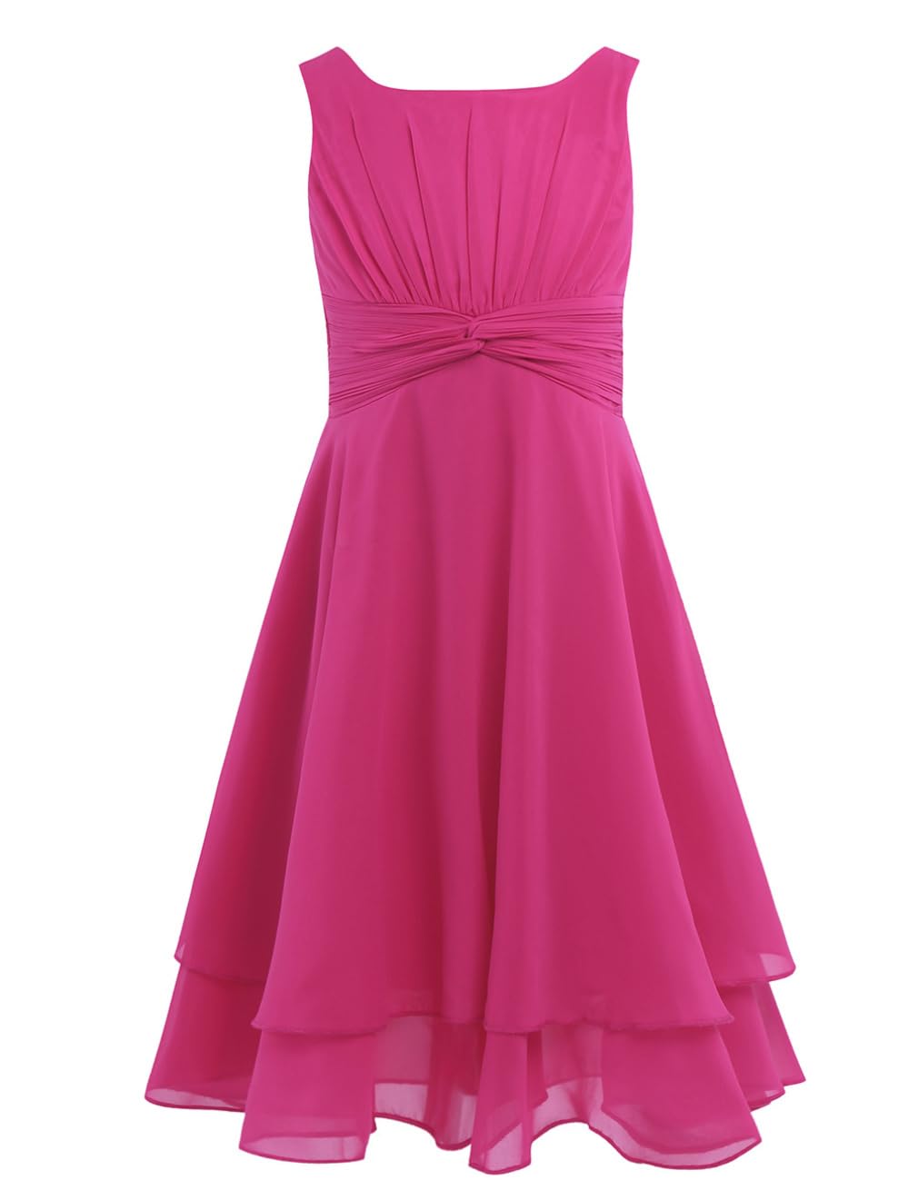 Moily Little Big Girls Knotted Waist Chiffon Pleated Flower Dress - Formal Princess Ball Gown for Birthday Party, Wedding, Pageant & Special Occasions