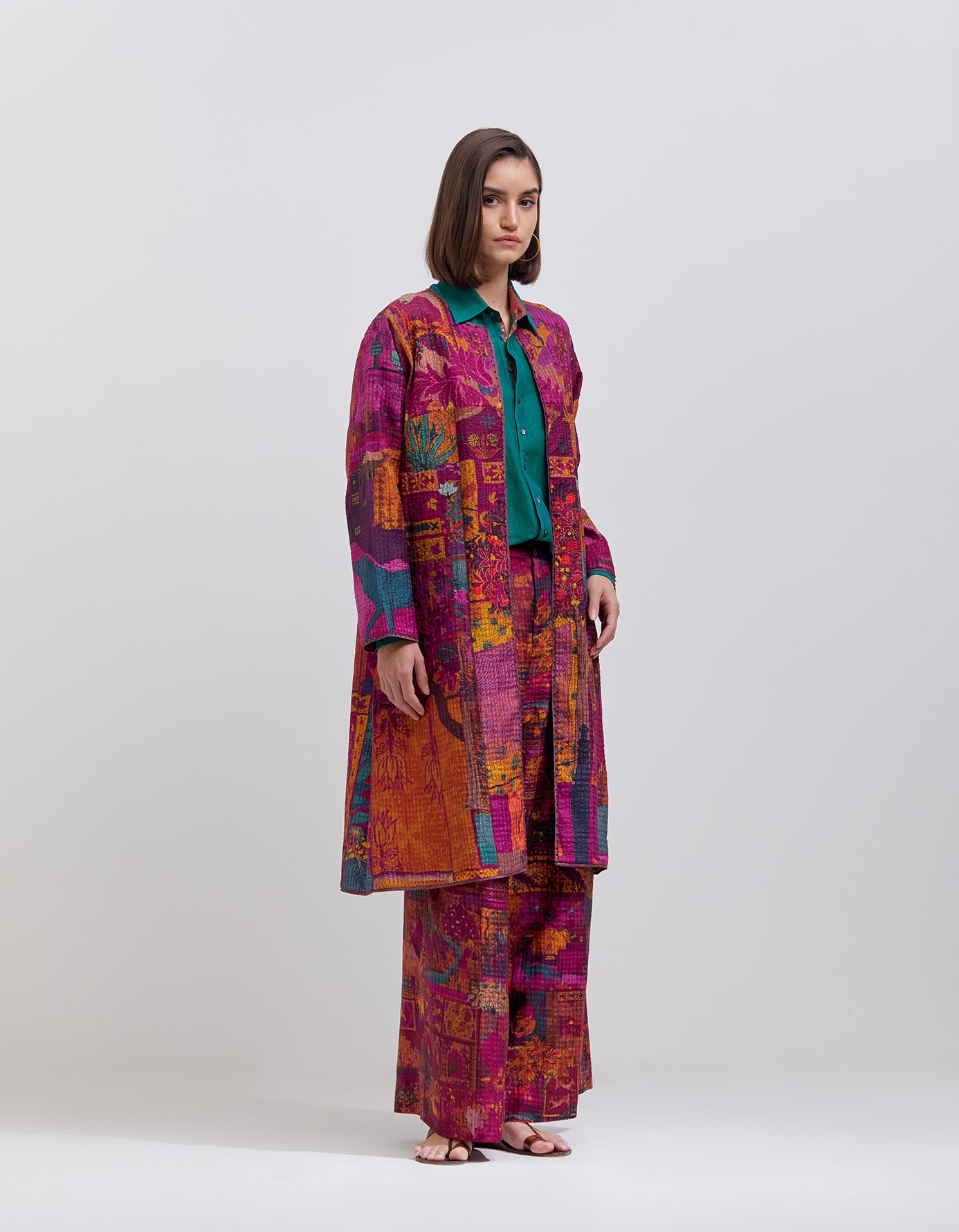 Pakhi Women's Silk Checkered Trousers - Elegant Purple Plaid Pants for Casual Wear & Office Outfits