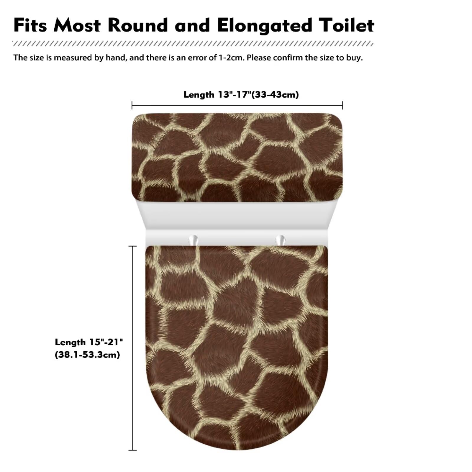 Elastic Anti-Slip Toilet Lid Cover & Tank Cover - Durable Bathroom Accessory Set, Fade & Pilling Resistant, Giraffe Print Design - Perfect for Home, Hotel, and Airbnb Decor