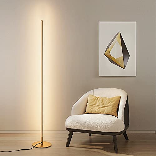 Modern LED Floor Lamp with Knob Switch - Adjustable Brightness for Bedroom, Living Room & Office - White Light & Black Lampshade - Iron & Aluminum Construction - Home Decor Lighting for Reading & Relaxation