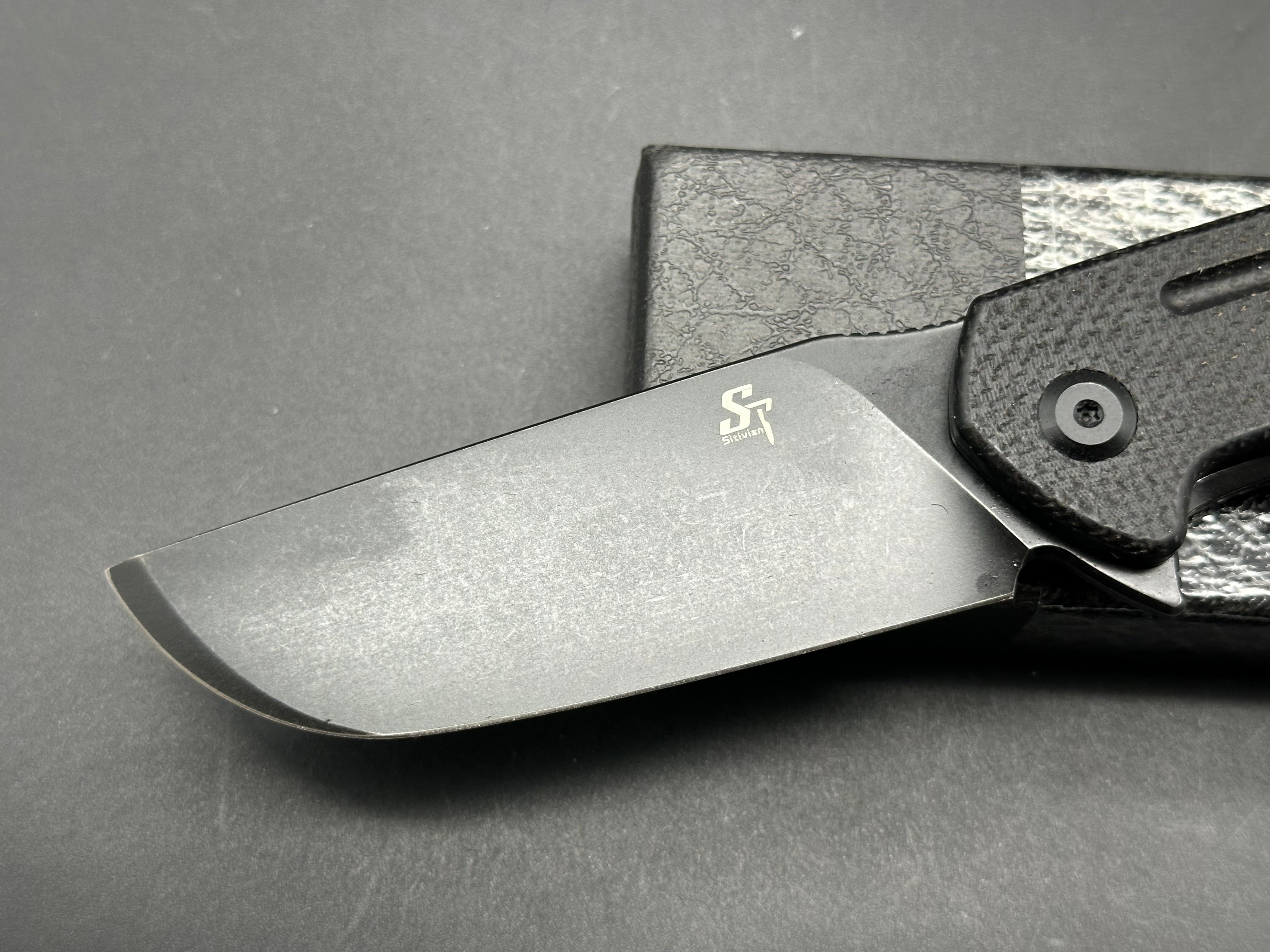 Sitivien ST133 Folding Pocket Knife - D2 Steel Blade, Micarta Handle - EDC, Camping, Hunting & Outdoor Survival Tool
