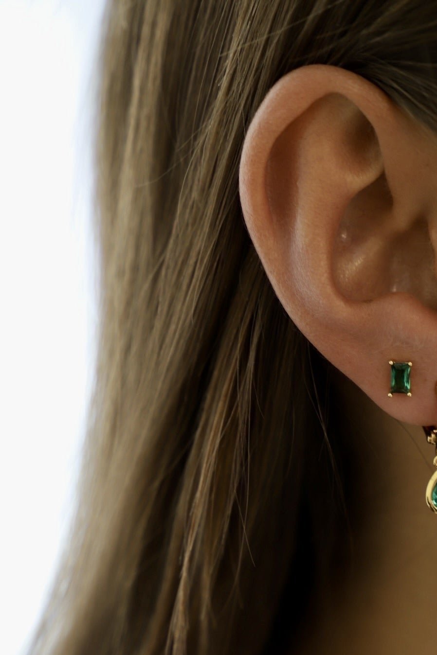Emerald CZ Stud Earrings - Sparkling Simulated Emerald Earrings for Women | Perfect for Parties, Weddings & Everyday Elegance