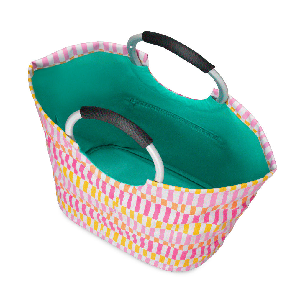 Sherbet Stripe Loopi Tote Bag - Trendy Cotton Canvas Shoulder Bag for Women, Perfect for Beach, Shopping & Daily Use
