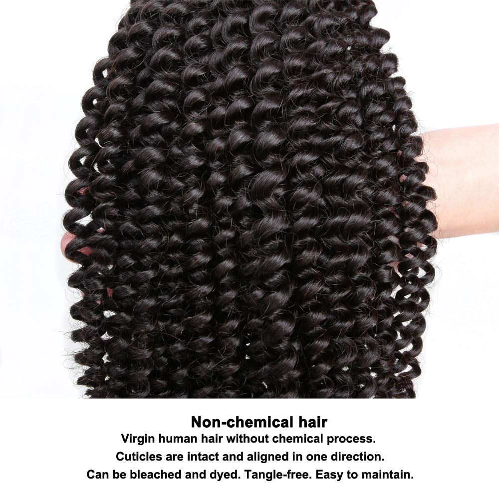 Yvonne Kinky Curly Human Hair Weave 3 Bundles Brazilian Virgin Hair Extensions - Natural Color (18 20 20) for Black Women | Perfect for Protective Styles, Wig Making & Everyday Wear