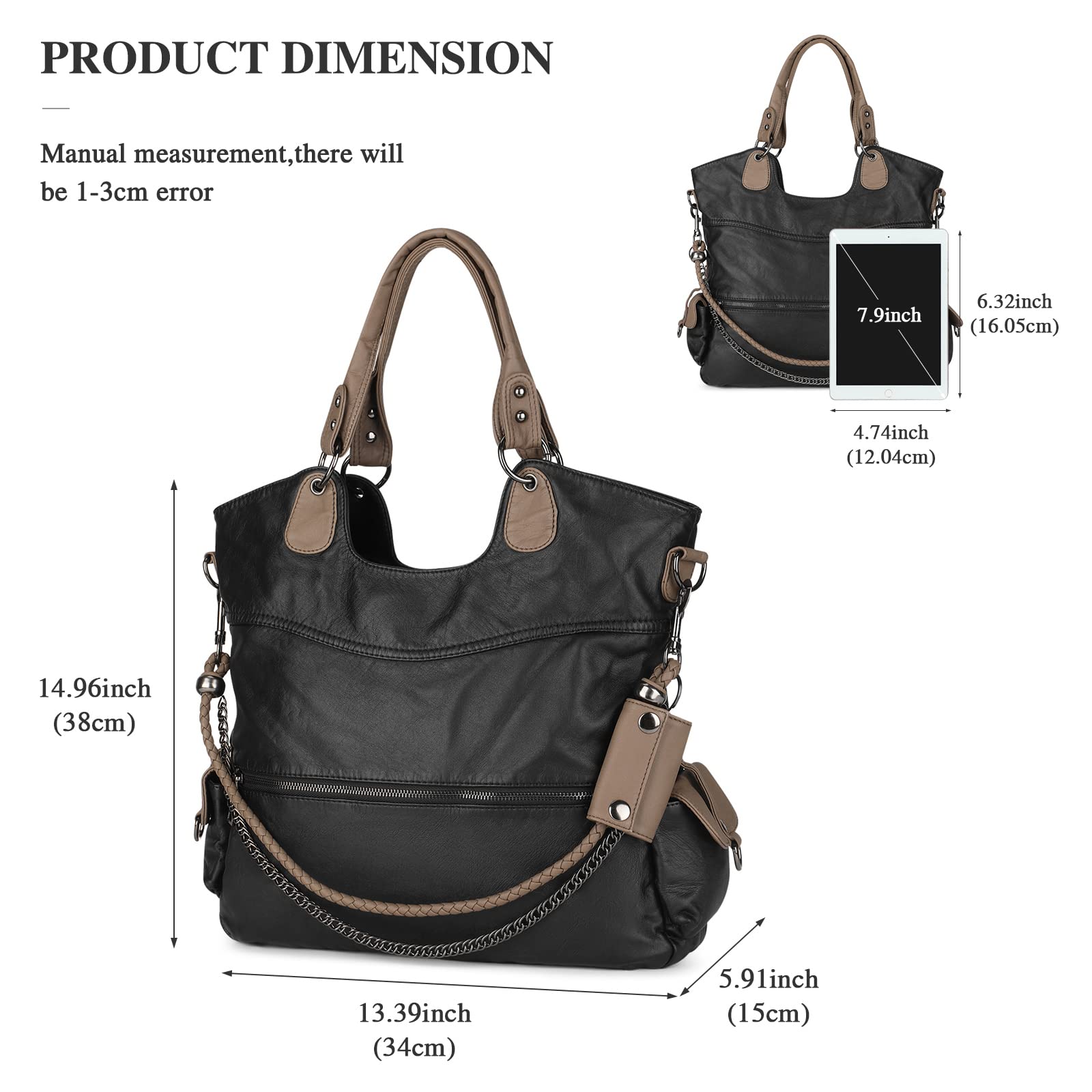 Vegan Leather Crossbody Shoulder Bag for Women - Large Capacity Tote Purse with Multiple Pockets - Stylish & Durable Washable Faux Leather Handbag - Perfect for Work, Travel & Everyday Use