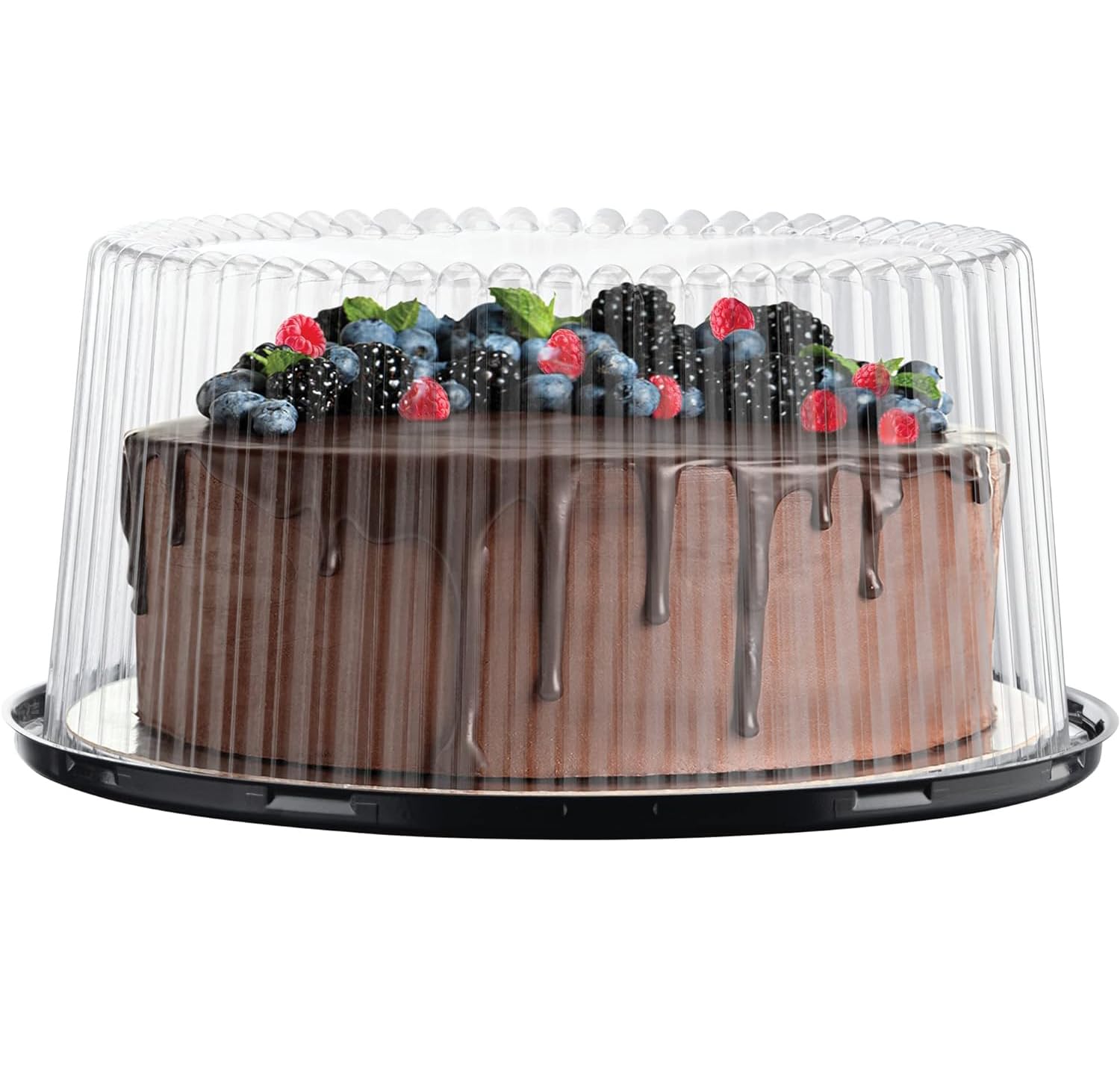 11-12 Inch Round Plastic Cake Carriers with Dome Lids & Cake Boards - 5 Pack Disposable Clear Bundt Cake Boxes for Transport & Storage | Perfect for Birthday Parties, Wedding Cakes, Bakery Deliveries & Dessert Displays