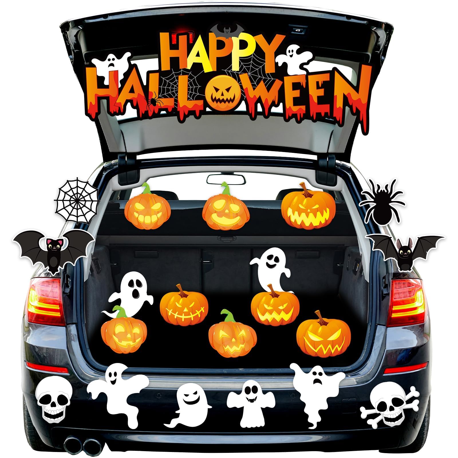 Halloween Car Decor Kit - Pumpkin & Ghost Trunk or Treat Decorations for SUV, Garage, Archway | Spooky Party Accessories & Outdoor Decor for Halloween Festivities