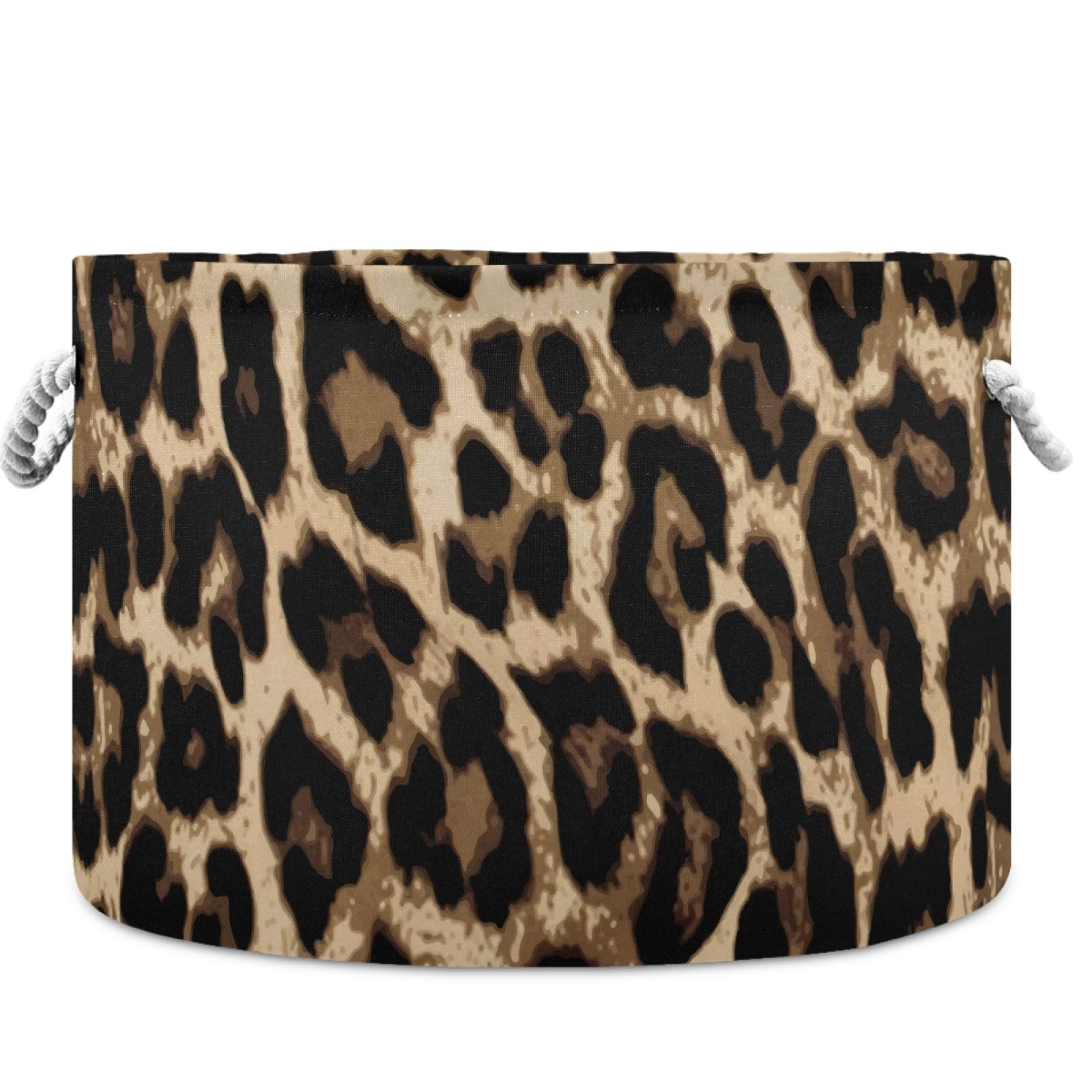 Visesunny Cool Leopard Print Collapsible Fabric Laundry Basket - Multi-Purpose Storage Bin for Clothes, Toys & Organizing - Perfect for Bathroom, Bedroom, Nursery, Closet & Office Organization