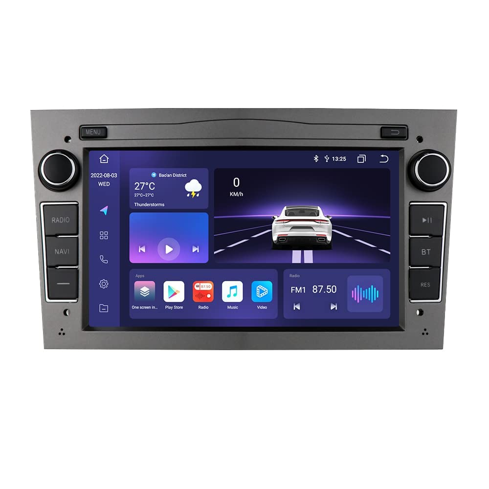 7 Inch Android 12 Car Stereo with Wireless CarPlay & Android Auto - 8-Core 4GB RAM 32GB ROM - WiFi GPS Navigation - Weather Display - Compatible with Vauxhall Antara Vectra Corsa Vivaro Zafira Meriva - Perfect for Road Trips & Daily Commuting