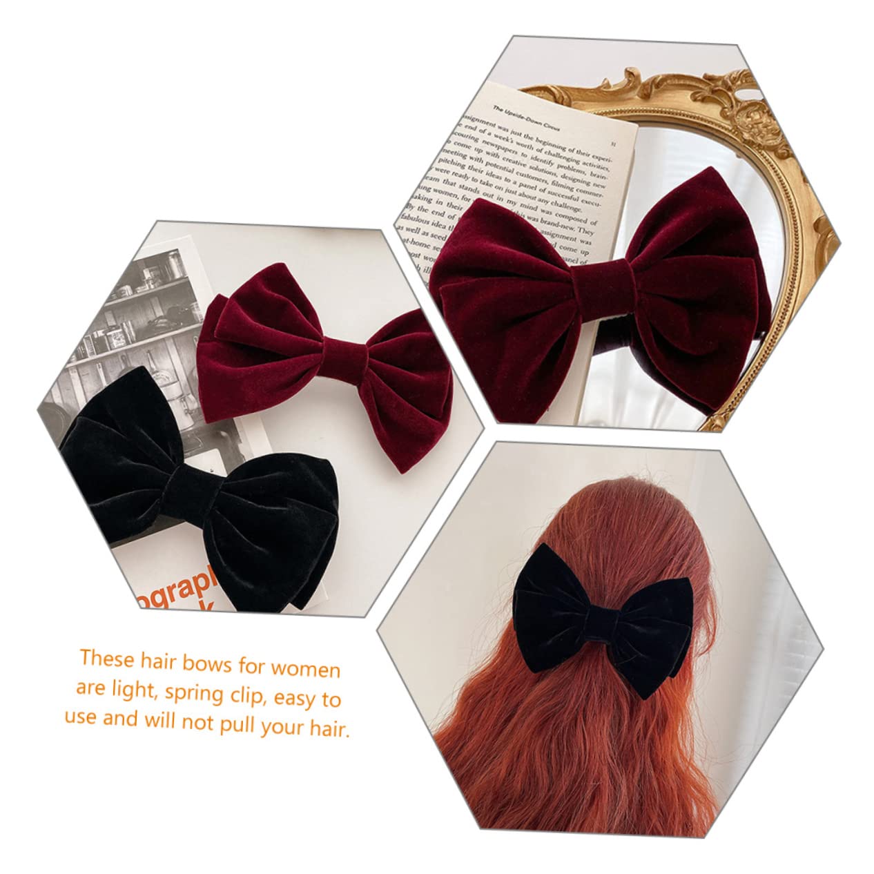 FRCOLOR 3 Sets Elegant Bow Hair Clips for Women - Large Hair Barrettes & Hairpins for Girls, Parties, Weddings & Special Occasions - 2pcs x 3 Pack - Perfect for Bridal, Prom, Birthday & Formal Events
