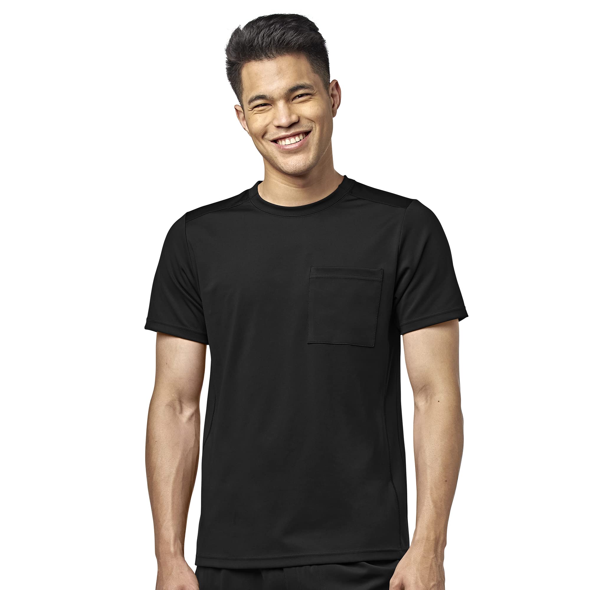 WonderWink MOTO Men's Scrub Set - Crew Neck Top & Pintuck Pants with Badge Reel | Comfortable Medical Uniform for Doctors, Nurses & Healthcare Professionals | Perfect for Hospitals, Clinics & Long Shifts