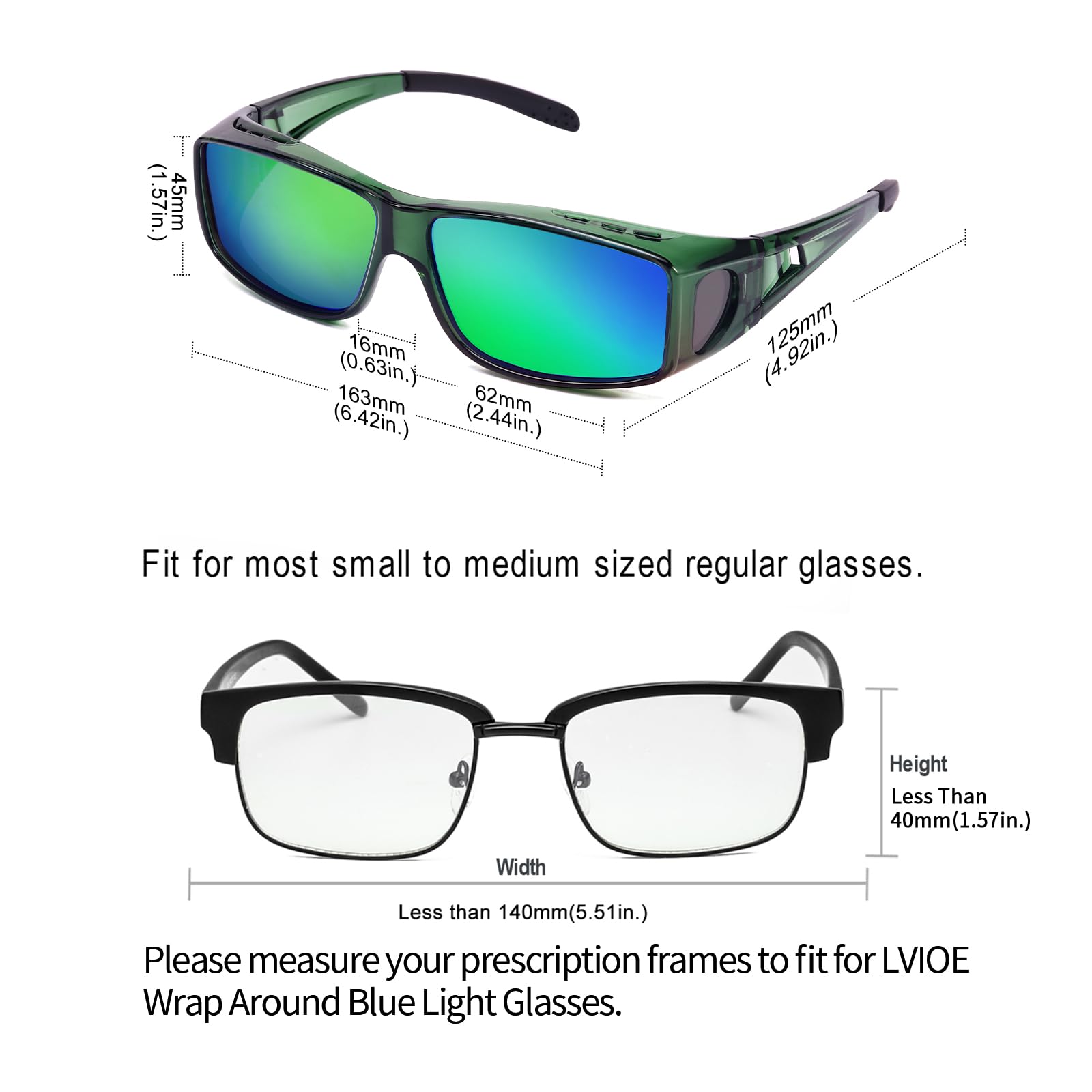 LVIOE Polarized Wrap Around Sunglasses for Men & Women – UV Protection, Fit Over Prescription Glasses – Perfect for Driving, Fishing & Outdoor Activities