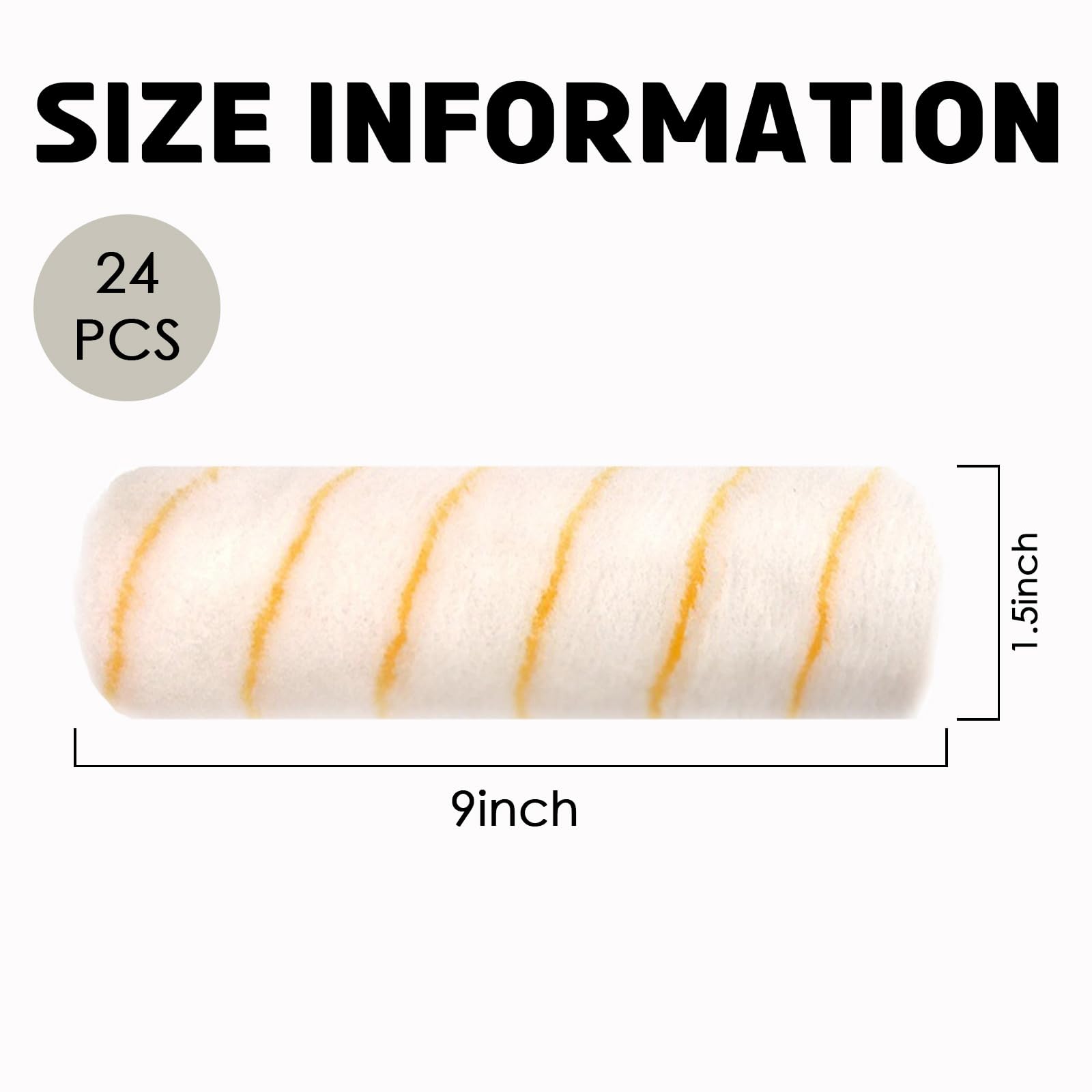 24 Pack 9 x 3/8 Inch Microfiber Paint Roller Covers - Professional Wall & Ceiling Painting Supplies - Perfect for Home DIY Projects, Interior Painting & Smooth Finish Applications